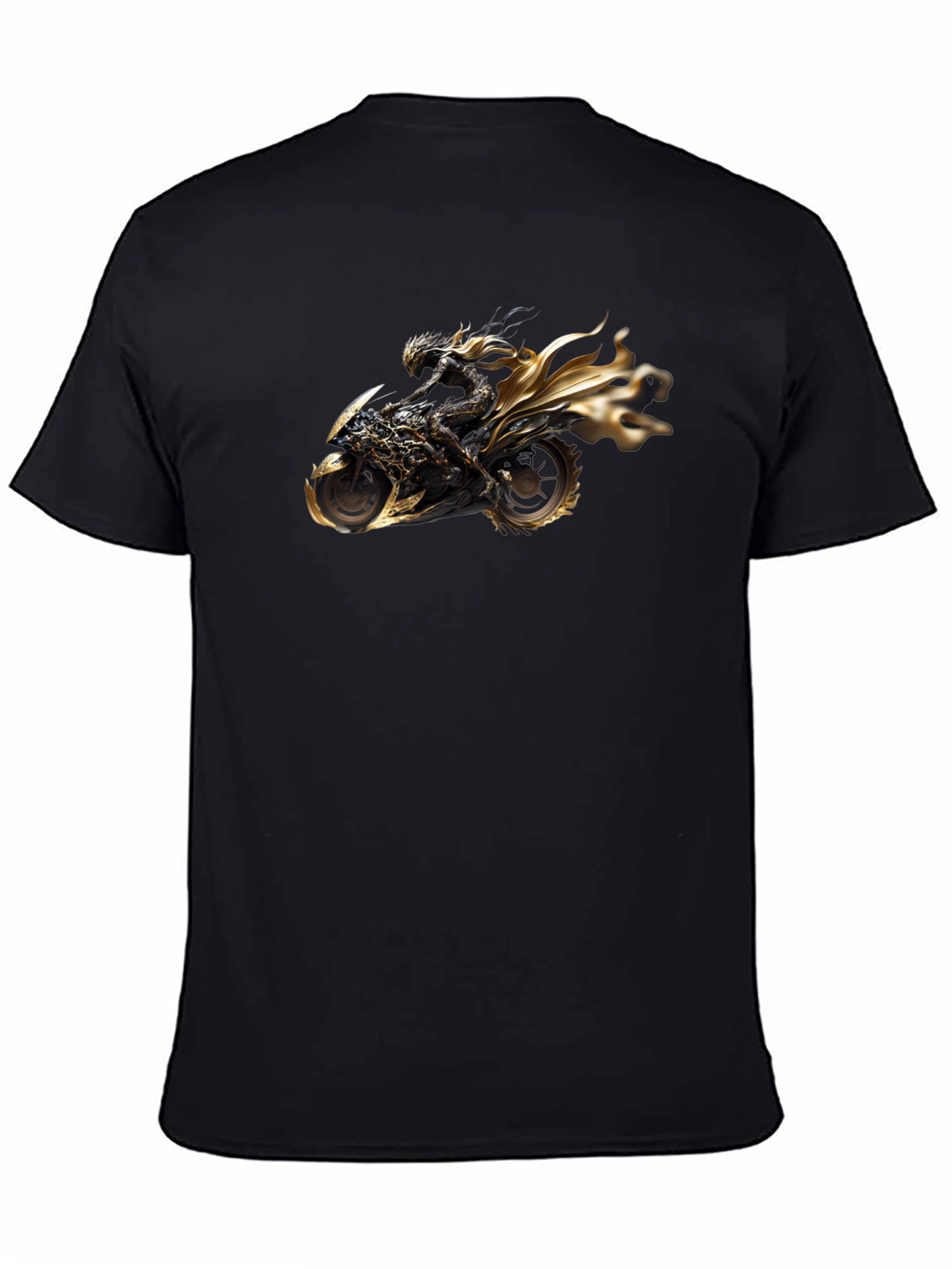 Black T-Shirt with Motorcycle Rider Graphic