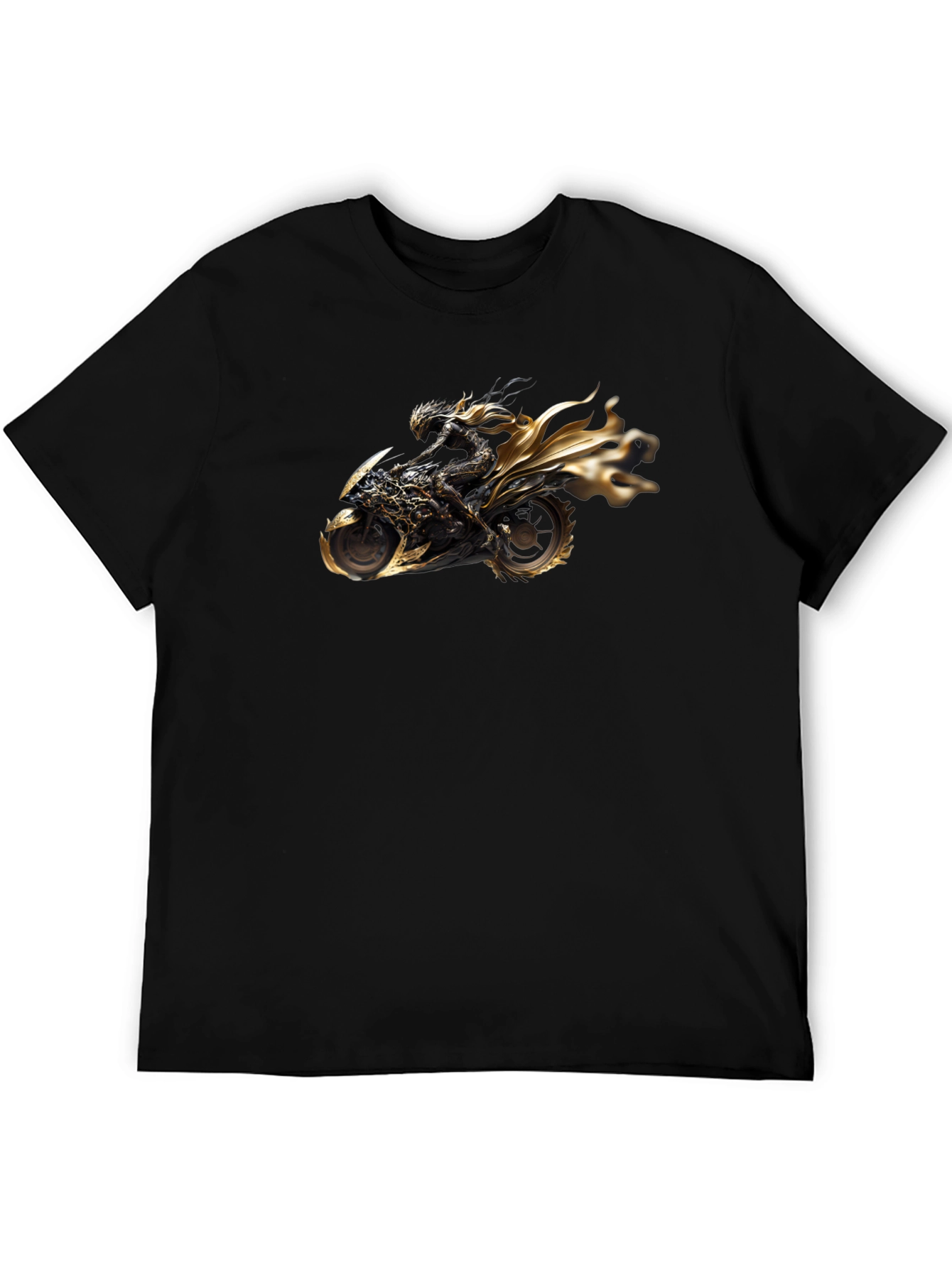 Black T-Shirt with Motorcycle Rider Graphic