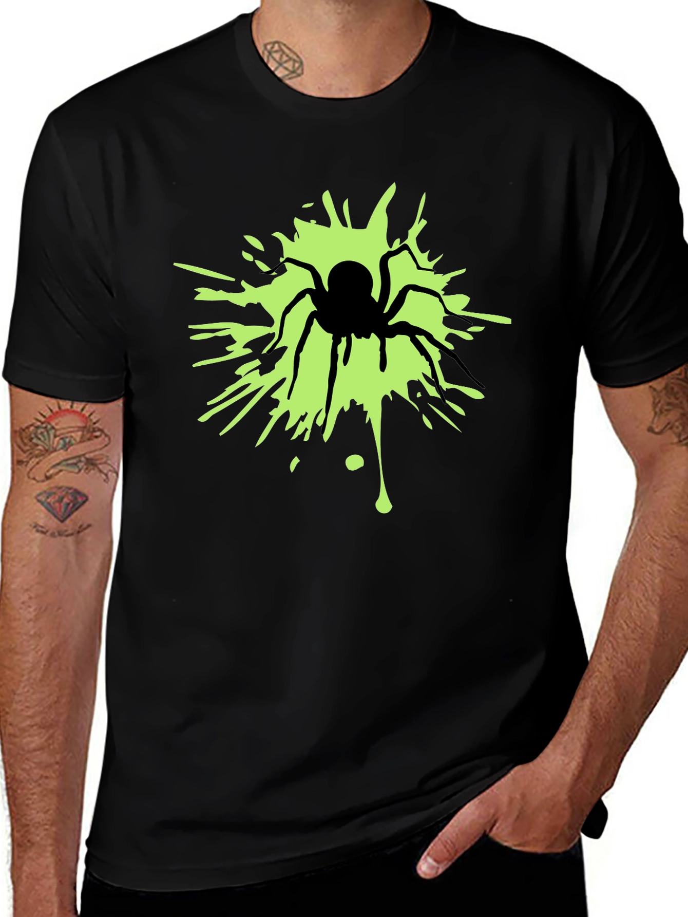 Glow Spider Graphic Tee - Mens Black T-Shirt