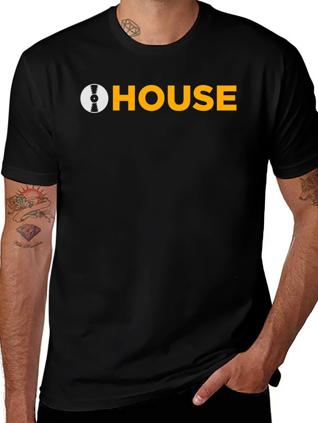 House Music DJ Graphic Tee - Black Cotton T-Shirt