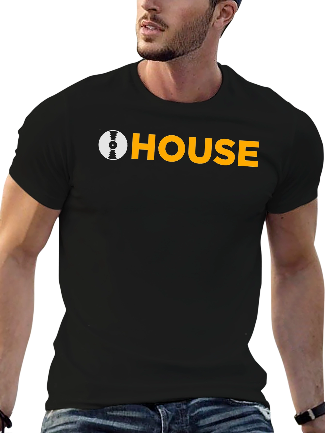 House Music DJ Graphic Tee - Black Cotton T-Shirt