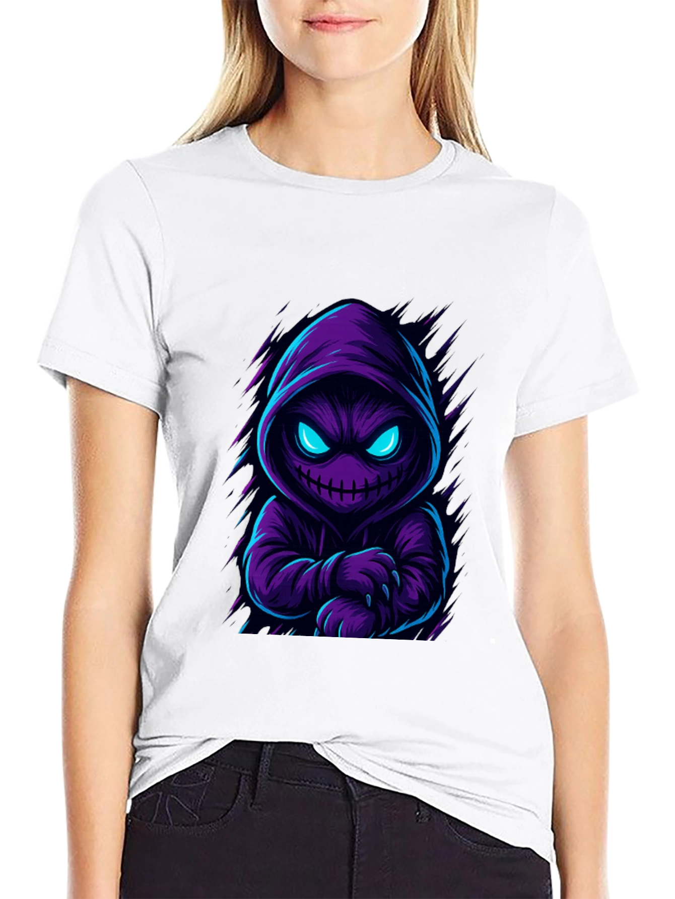 Hooded Monster Graphic T-Shirt - Mens Black Tee