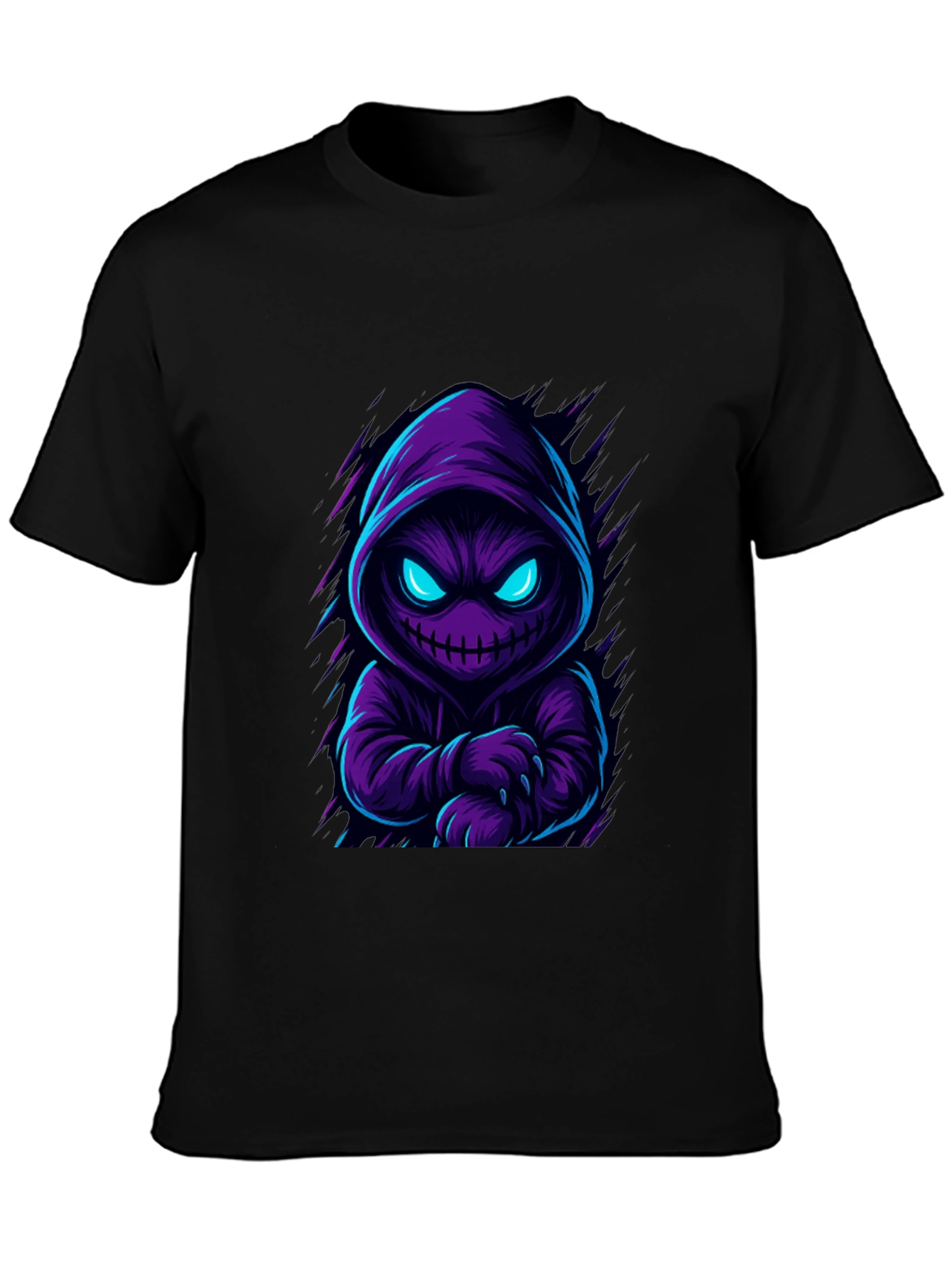 Hooded Monster Graphic T-Shirt - Mens Black Tee