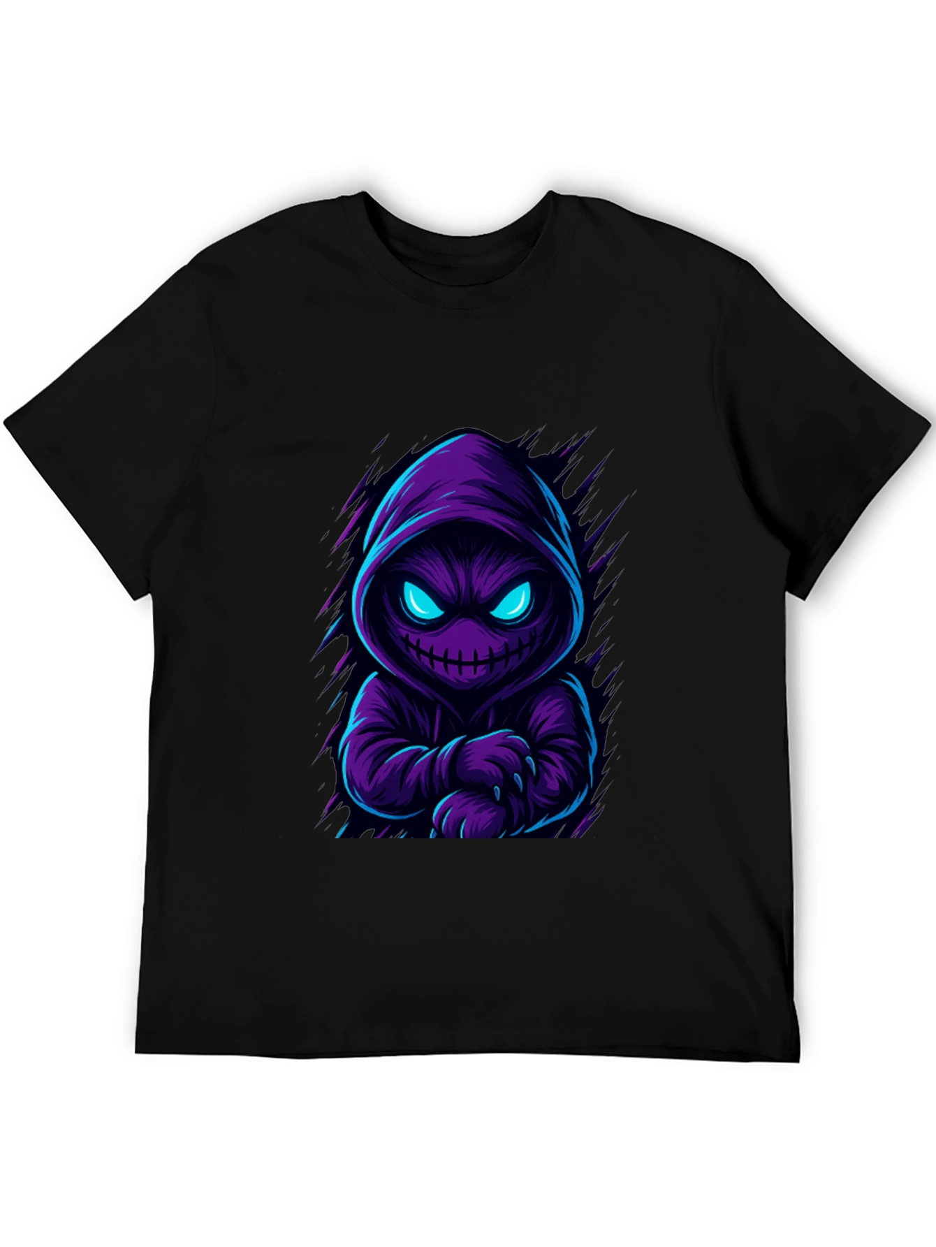 Hooded Monster Graphic T-Shirt - Mens Black Tee