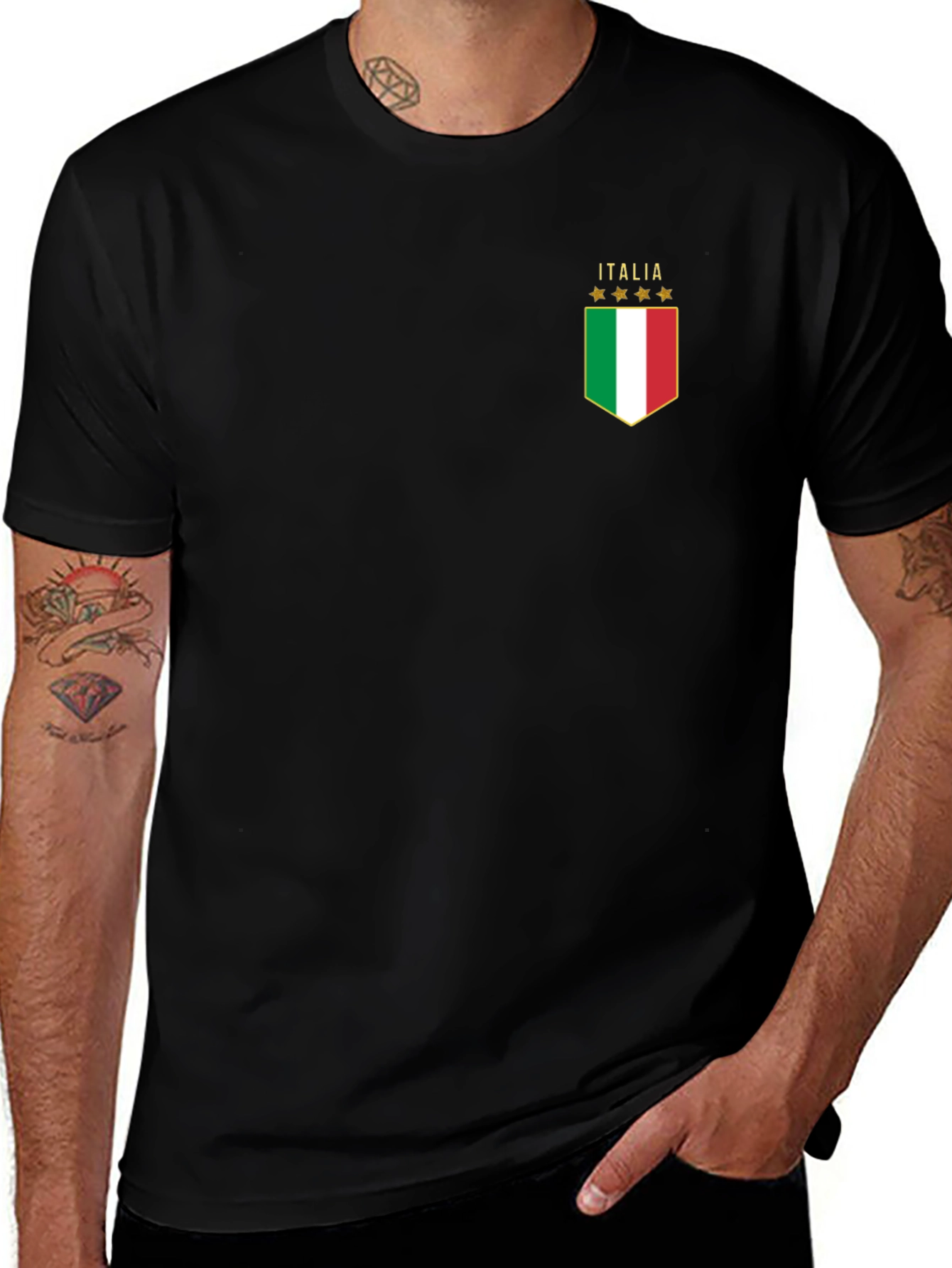 Italia Flag Graphic T-Shirt - Black Cotton Tee