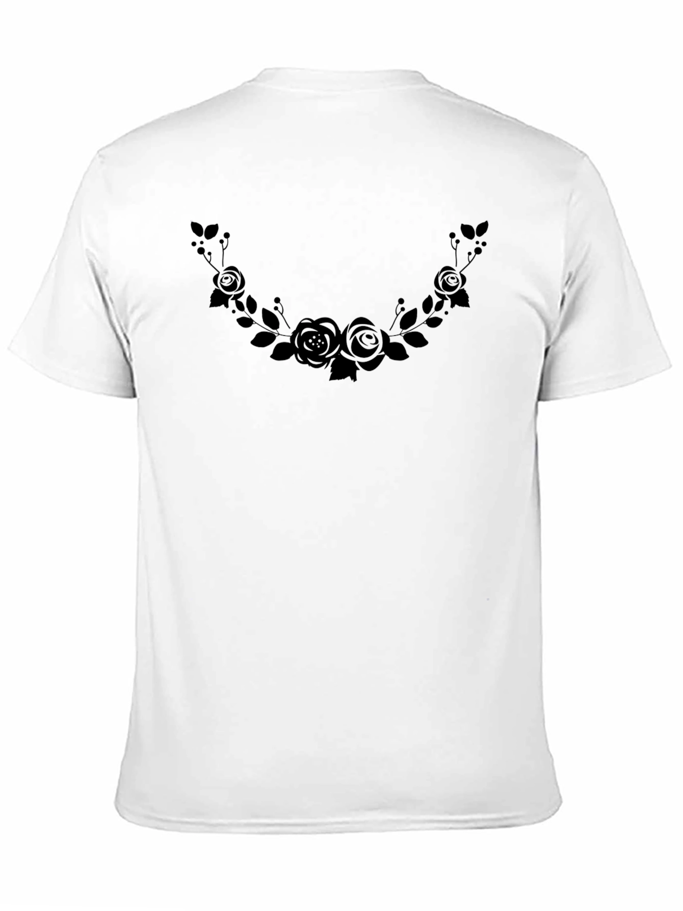 Floral Rose Wreath Graphic Black T-Shirt