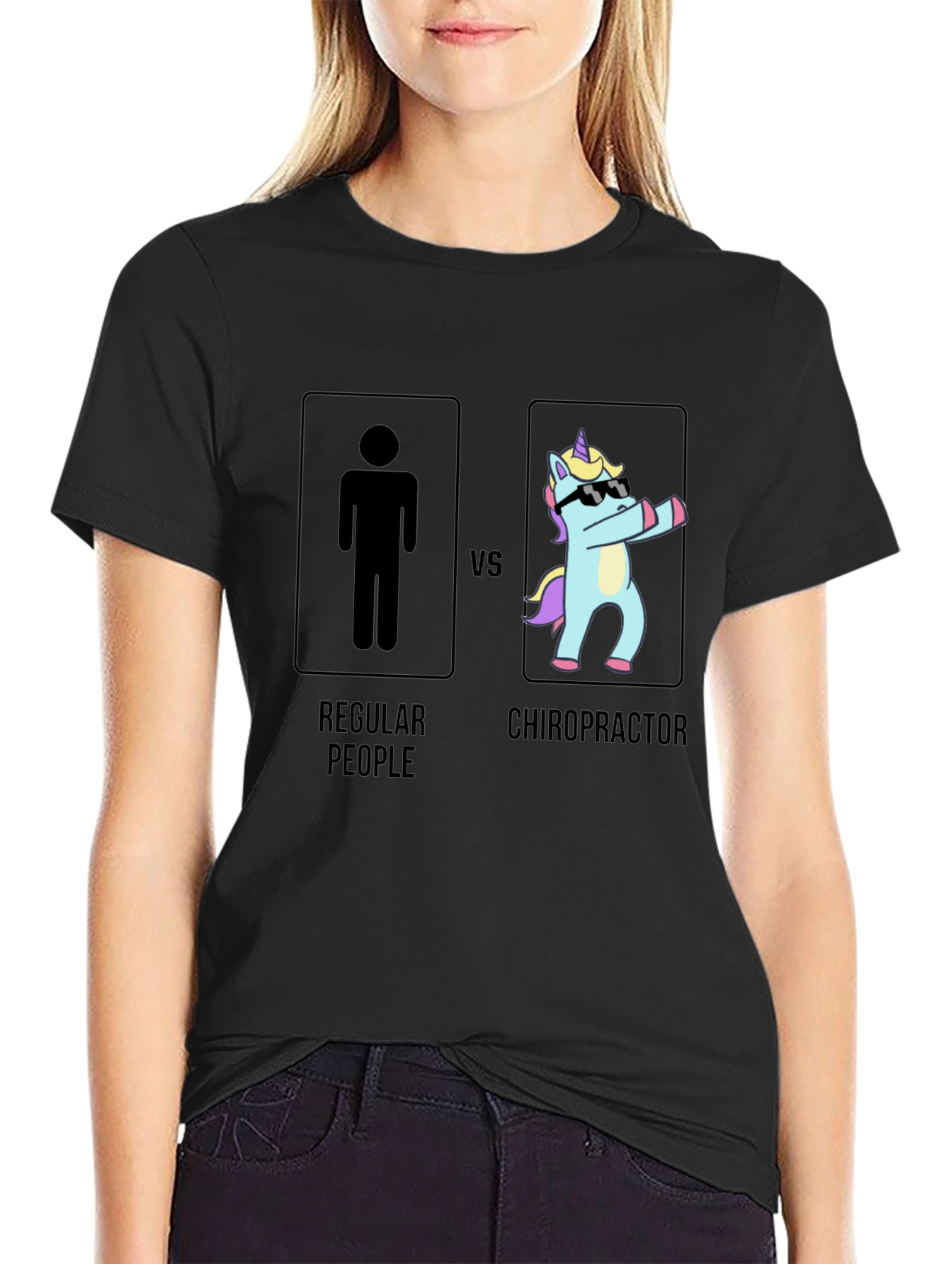 Chiropractor vs Regular People Black T-Shirt