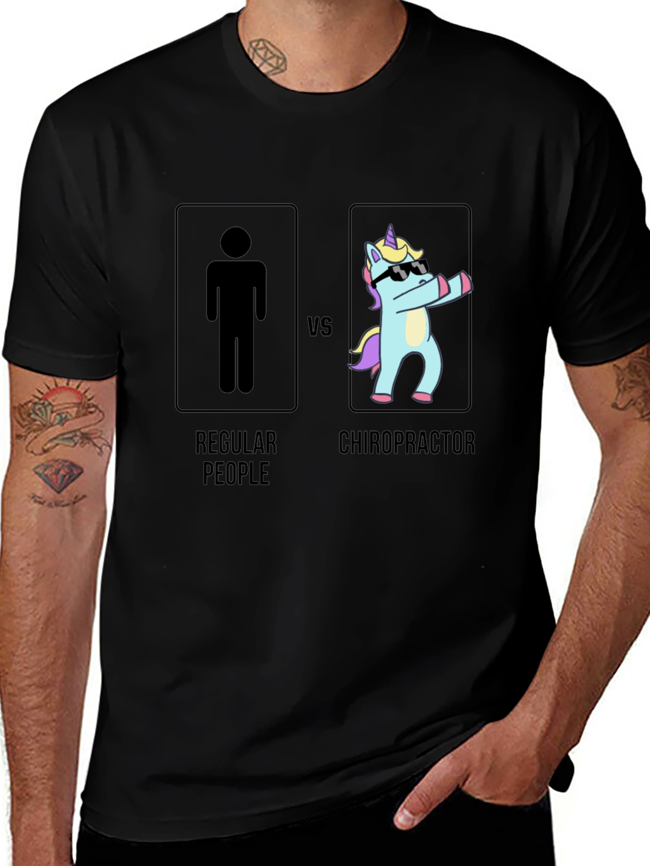 Chiropractor vs Regular People Black T-Shirt