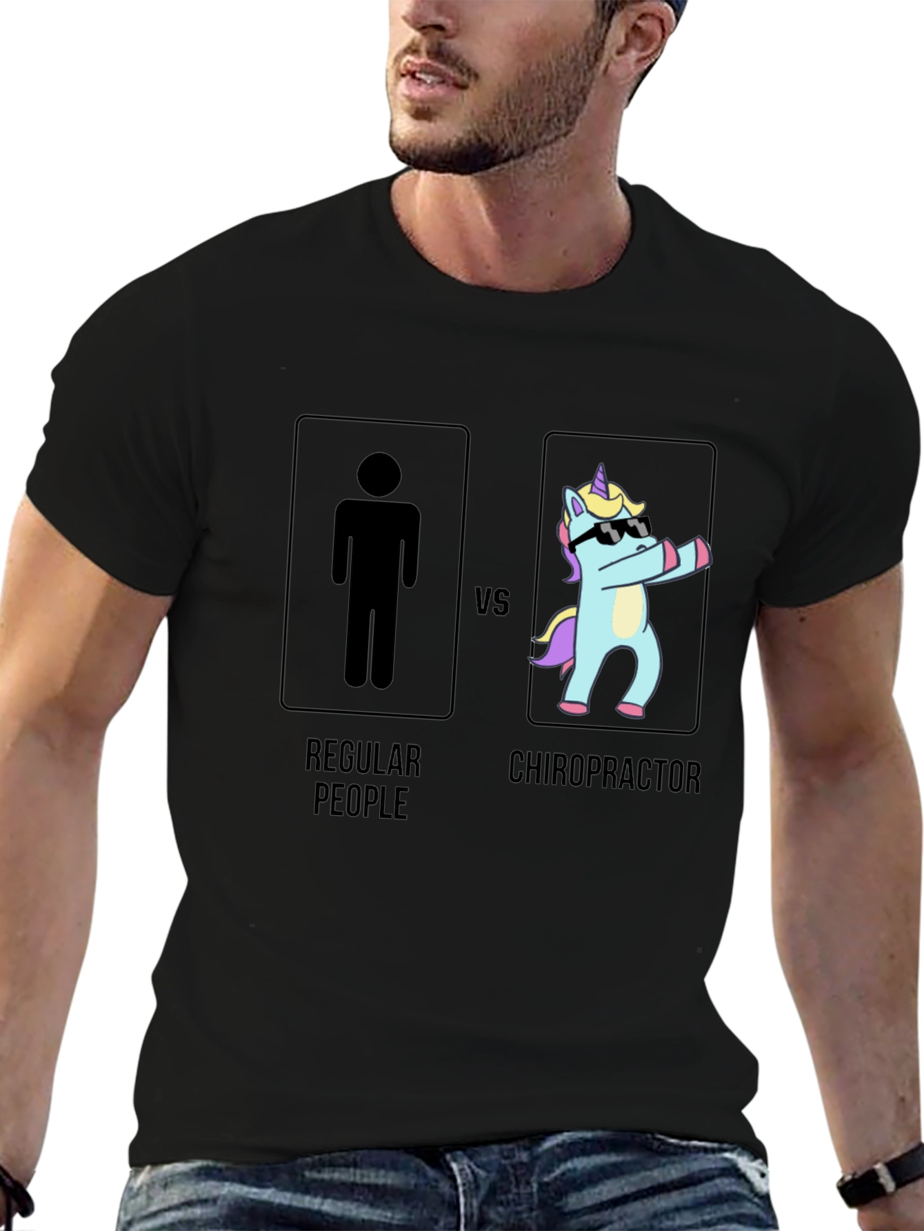 Chiropractor vs Regular People Black T-Shirt