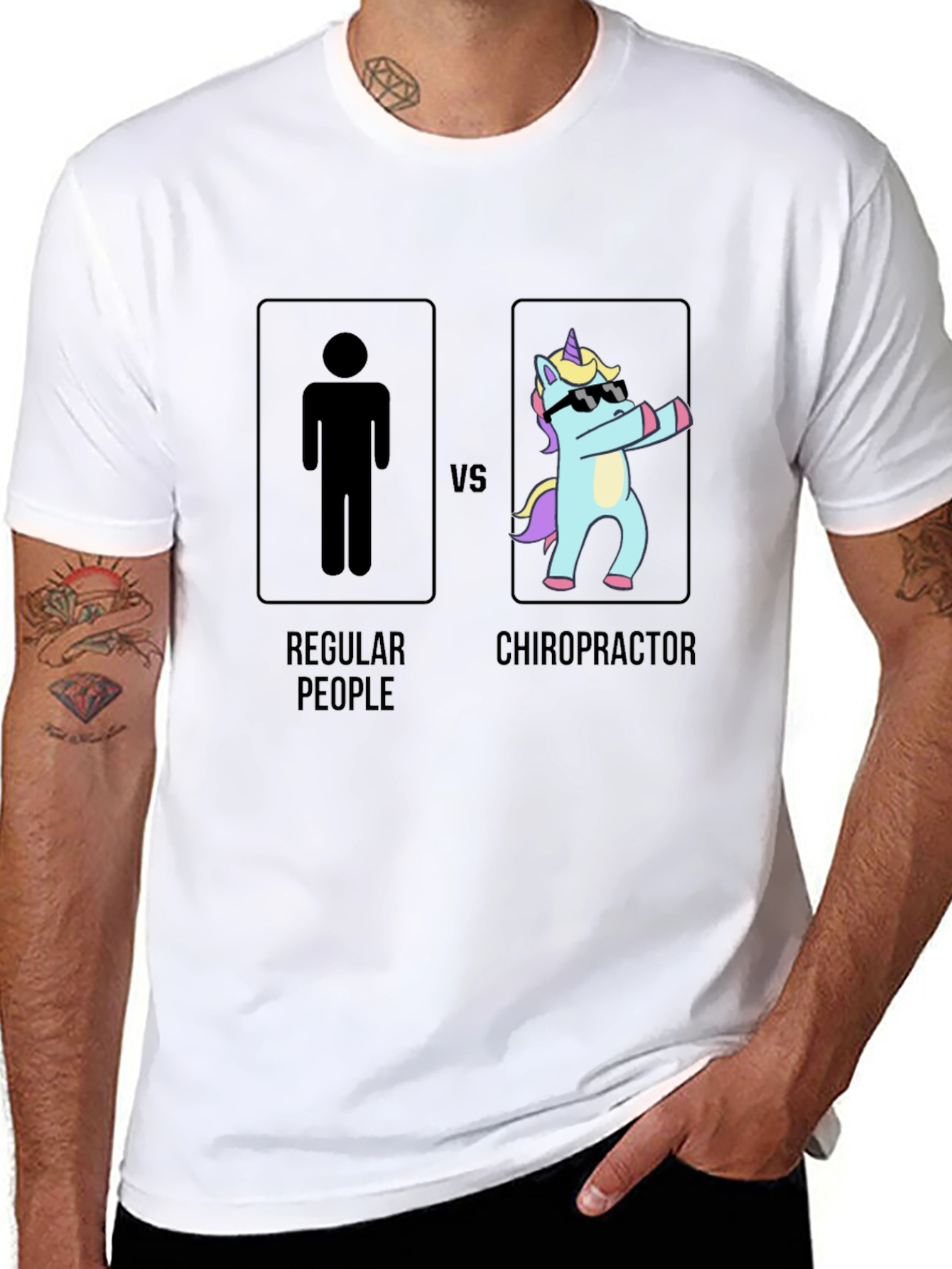 Chiropractor vs Regular People Black T-Shirt