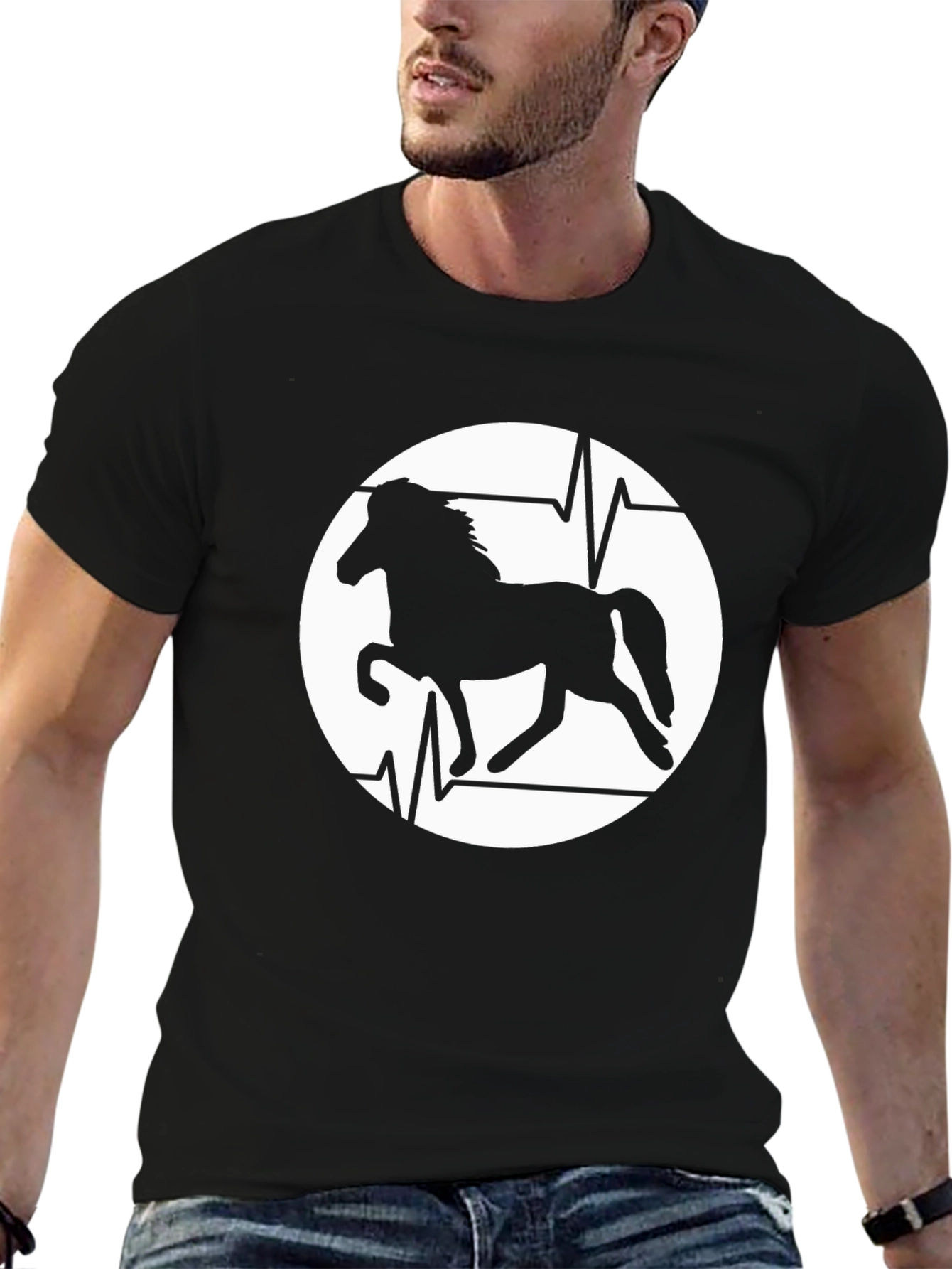 Horse Heartbeat Graphic Tee - Mens Black T-Shirt