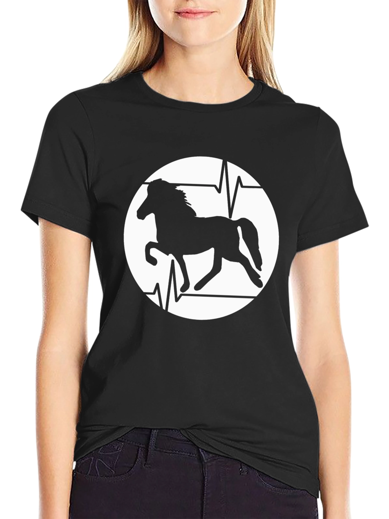 Horse Heartbeat Graphic Tee - Mens Black T-Shirt