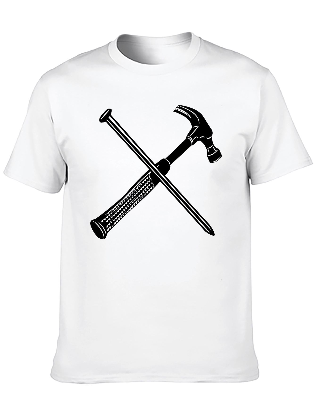 Hammer and Nail Graphic Tee - Black Crew Neck