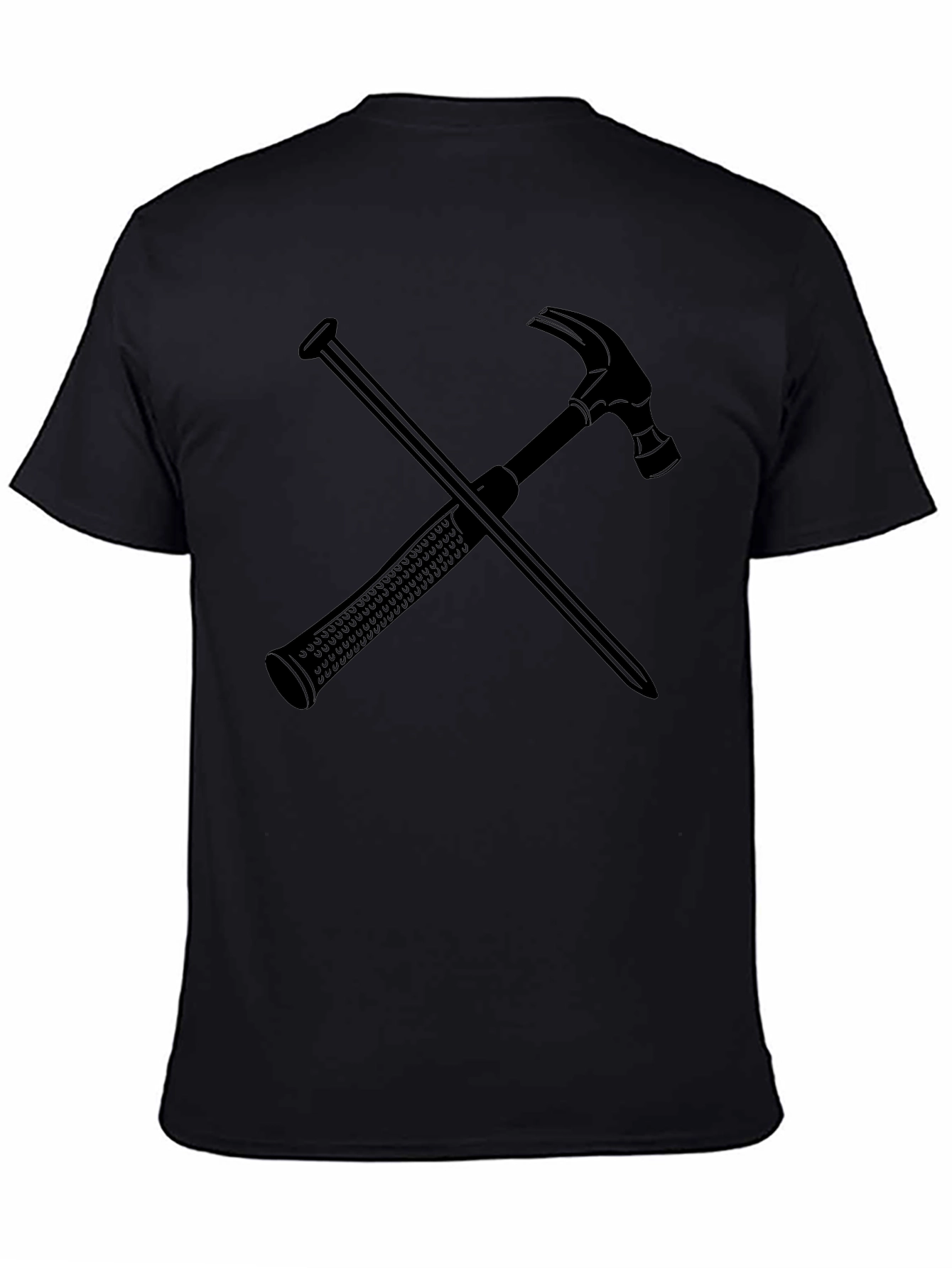 Hammer and Nail Graphic Tee - Black Crew Neck