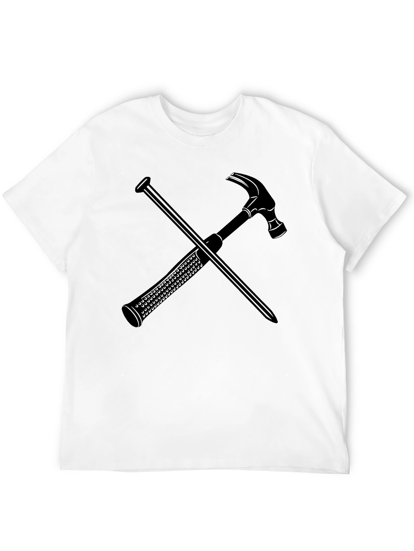Hammer and Nail Graphic Tee - Black Crew Neck