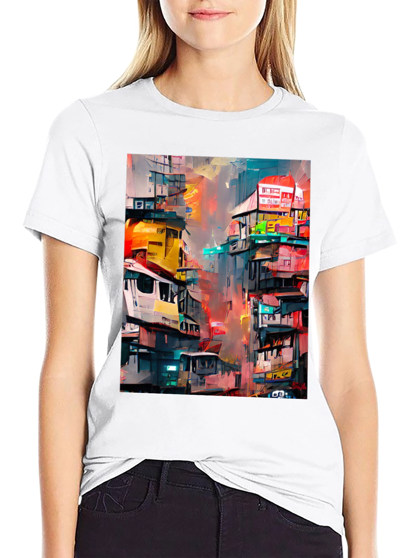 Urban Art T-Shirt - Vibrant Cityscape Design