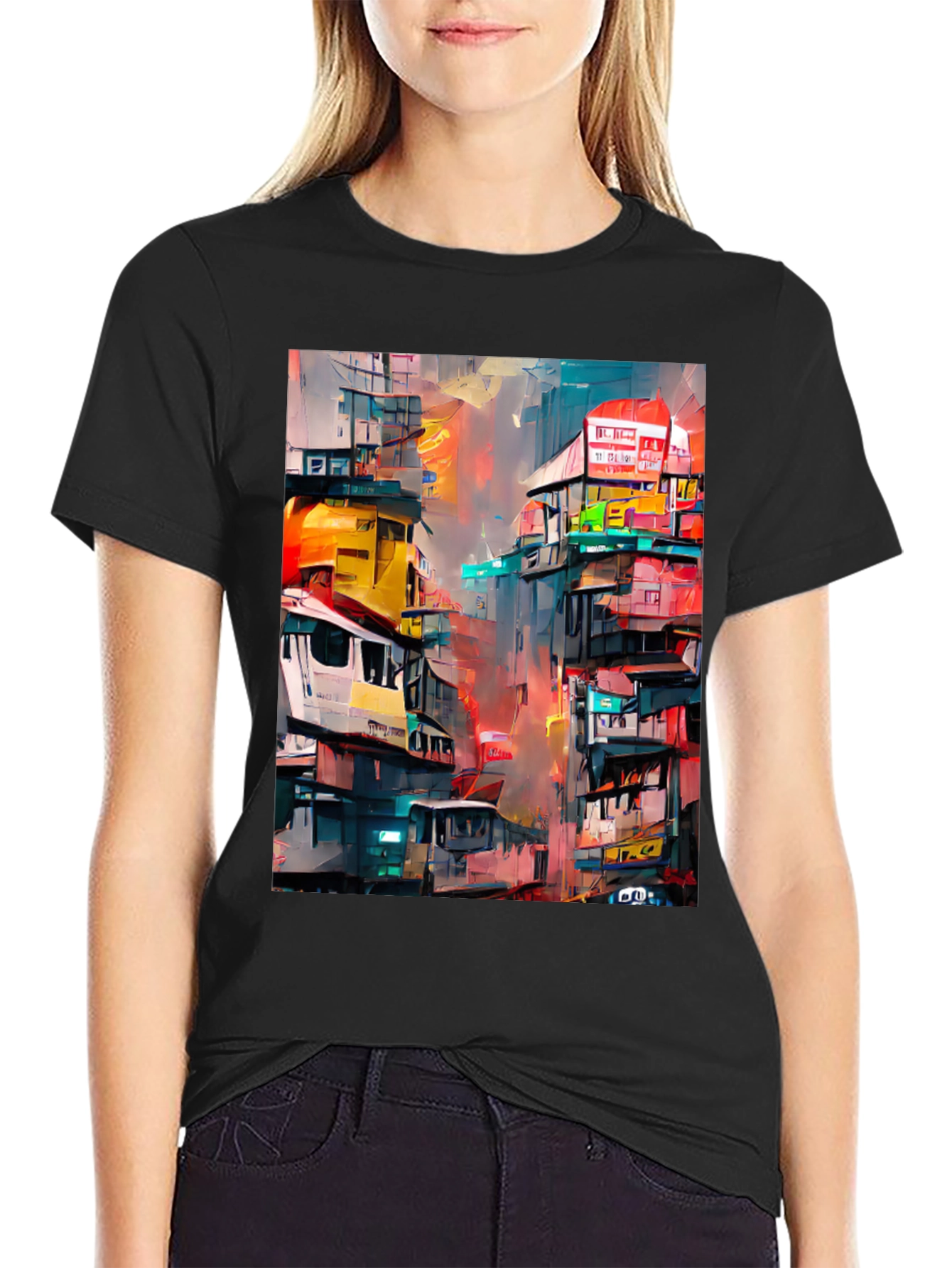 Urban Art T-Shirt - Vibrant Cityscape Design