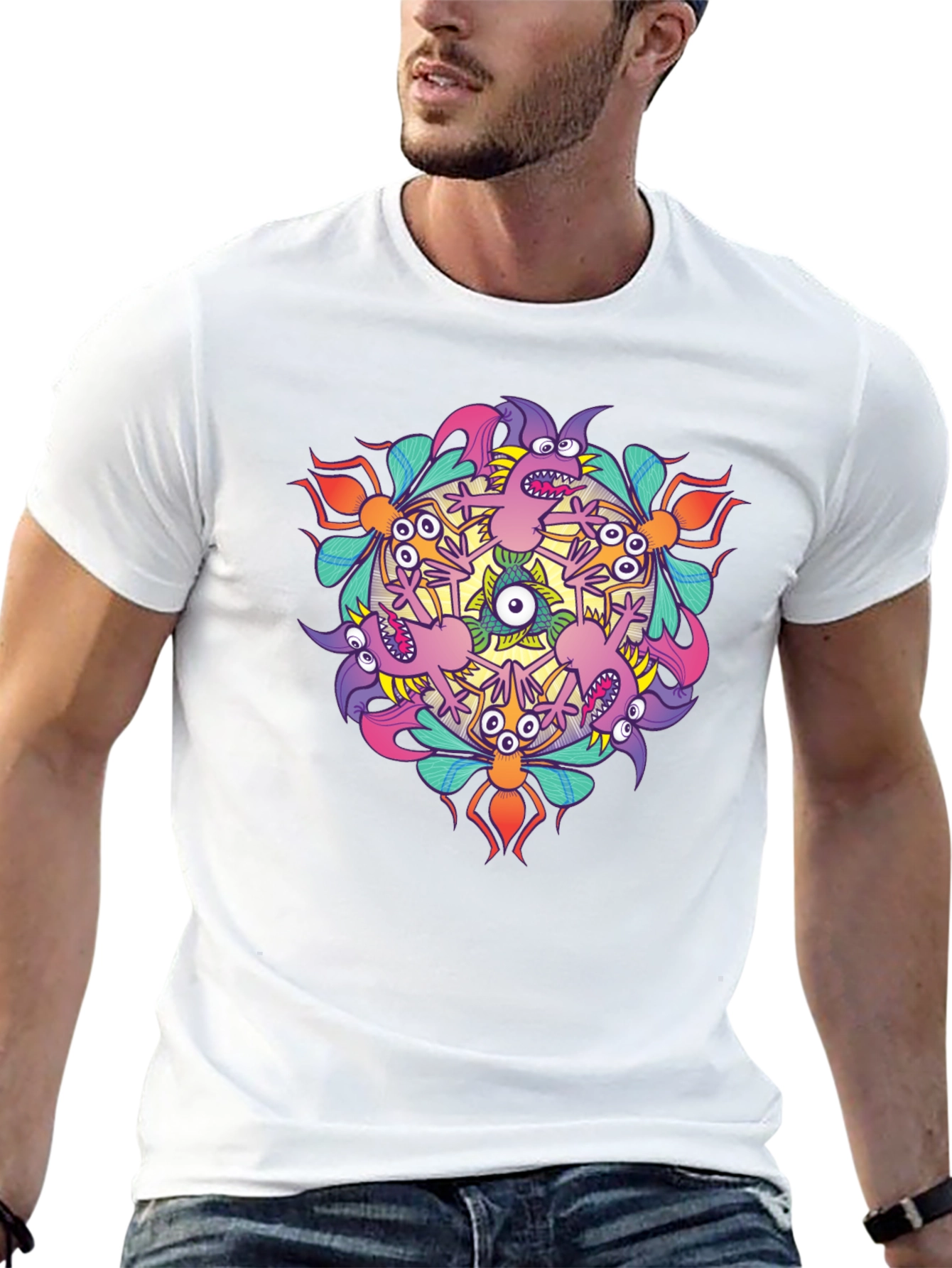 Monster Mandala Graphic Tee - Black