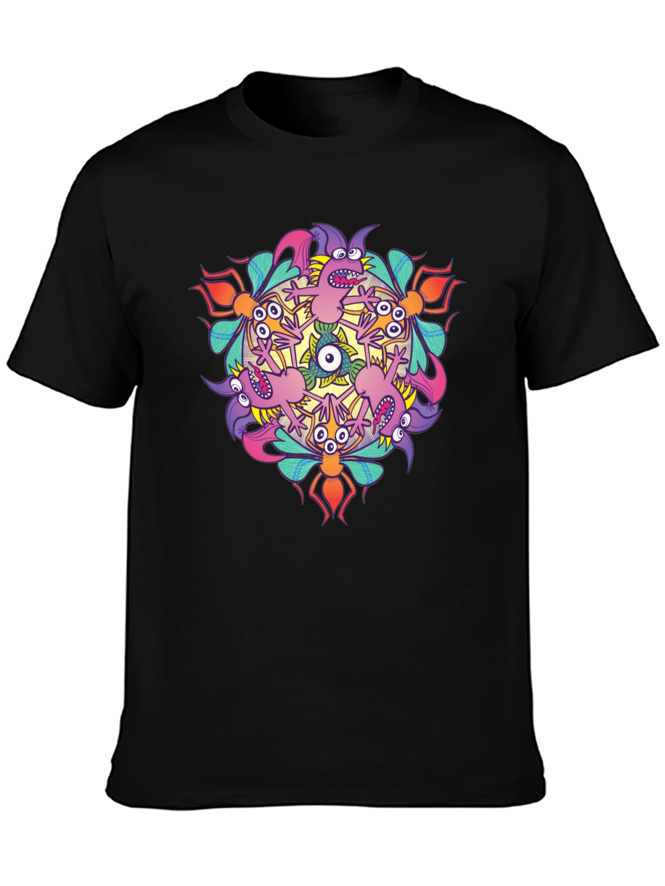 Monster Mandala Graphic Tee - Black