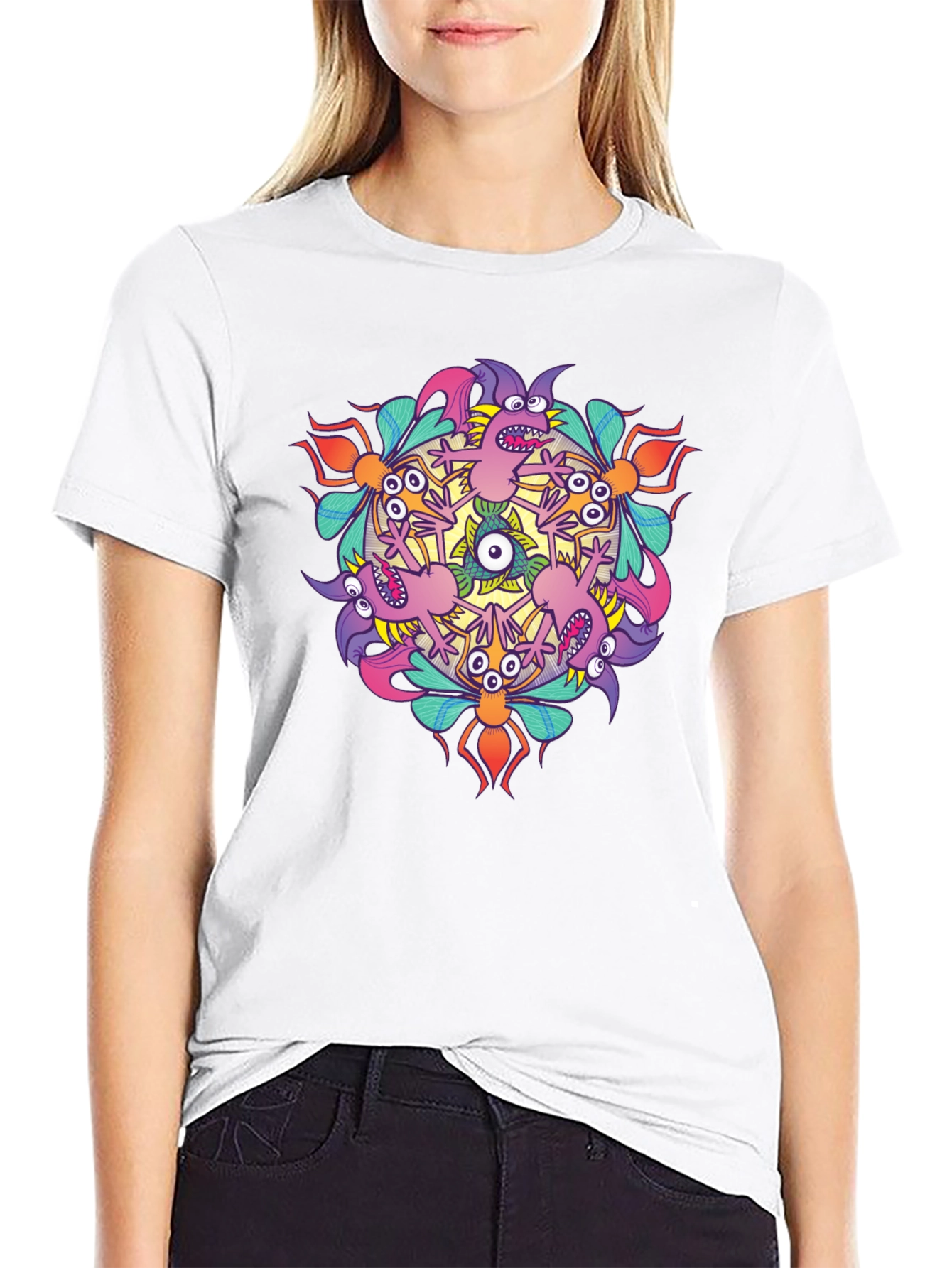 Monster Mandala Graphic Tee - Black