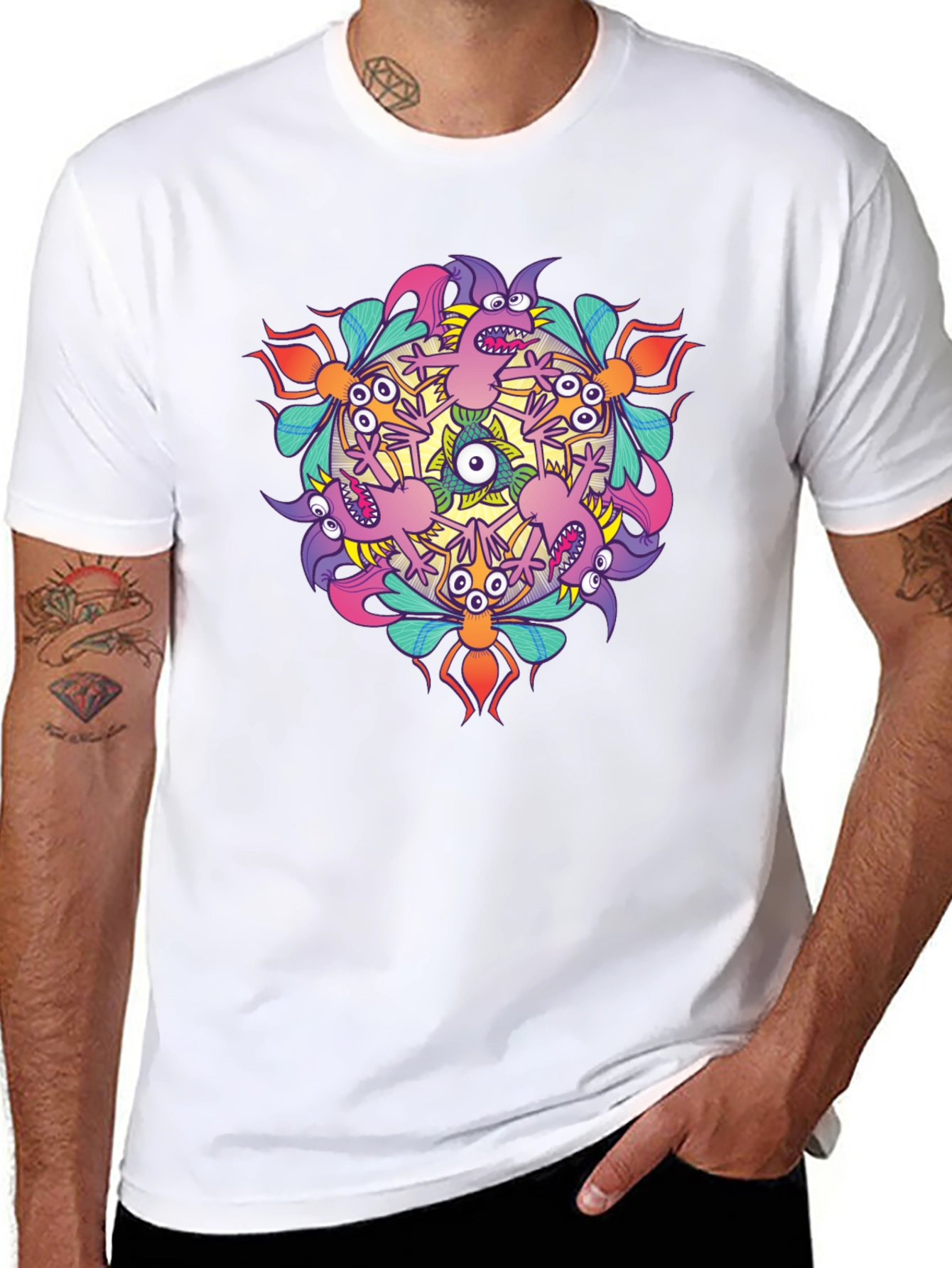 Monster Mandala Graphic Tee - Black