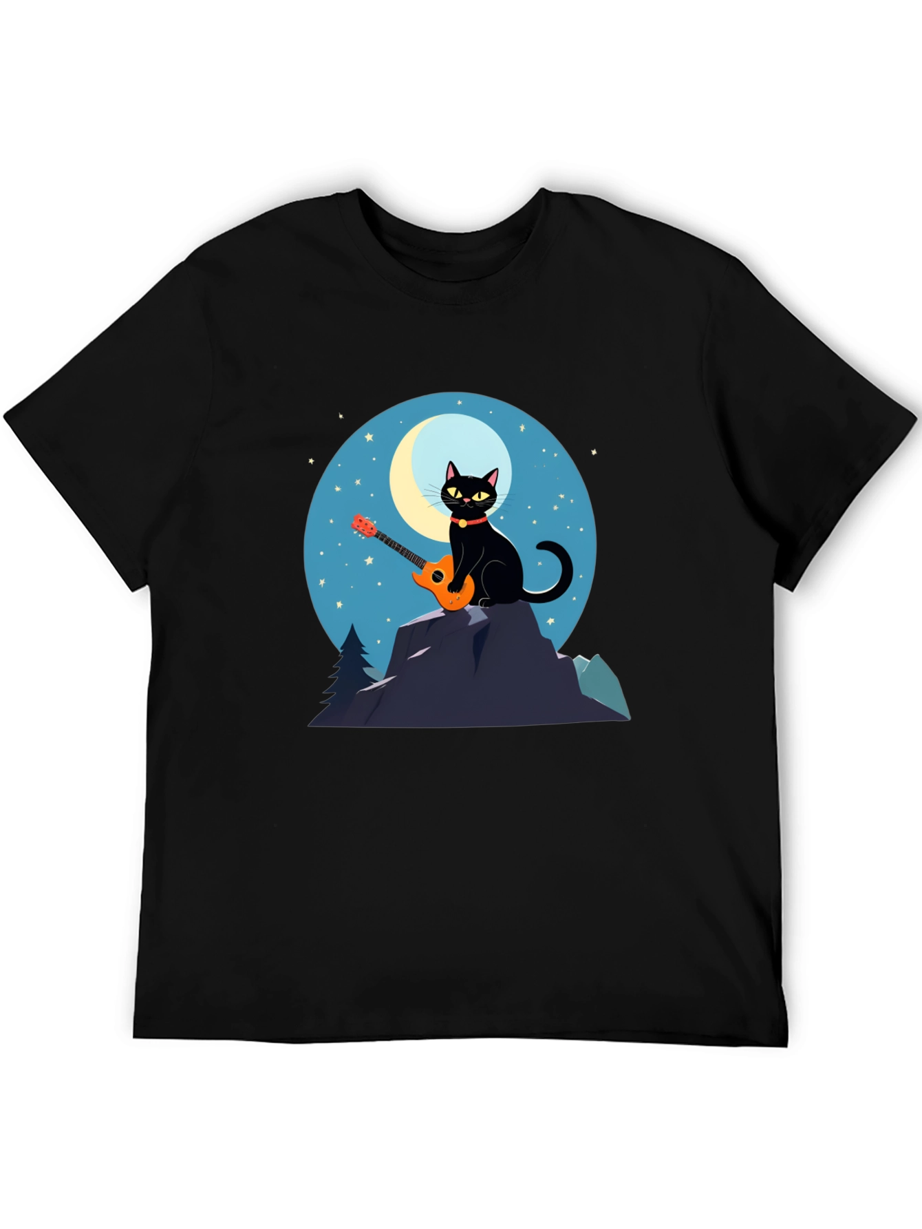 Cat Guitarist T-Shirt - Moonlit Serenade