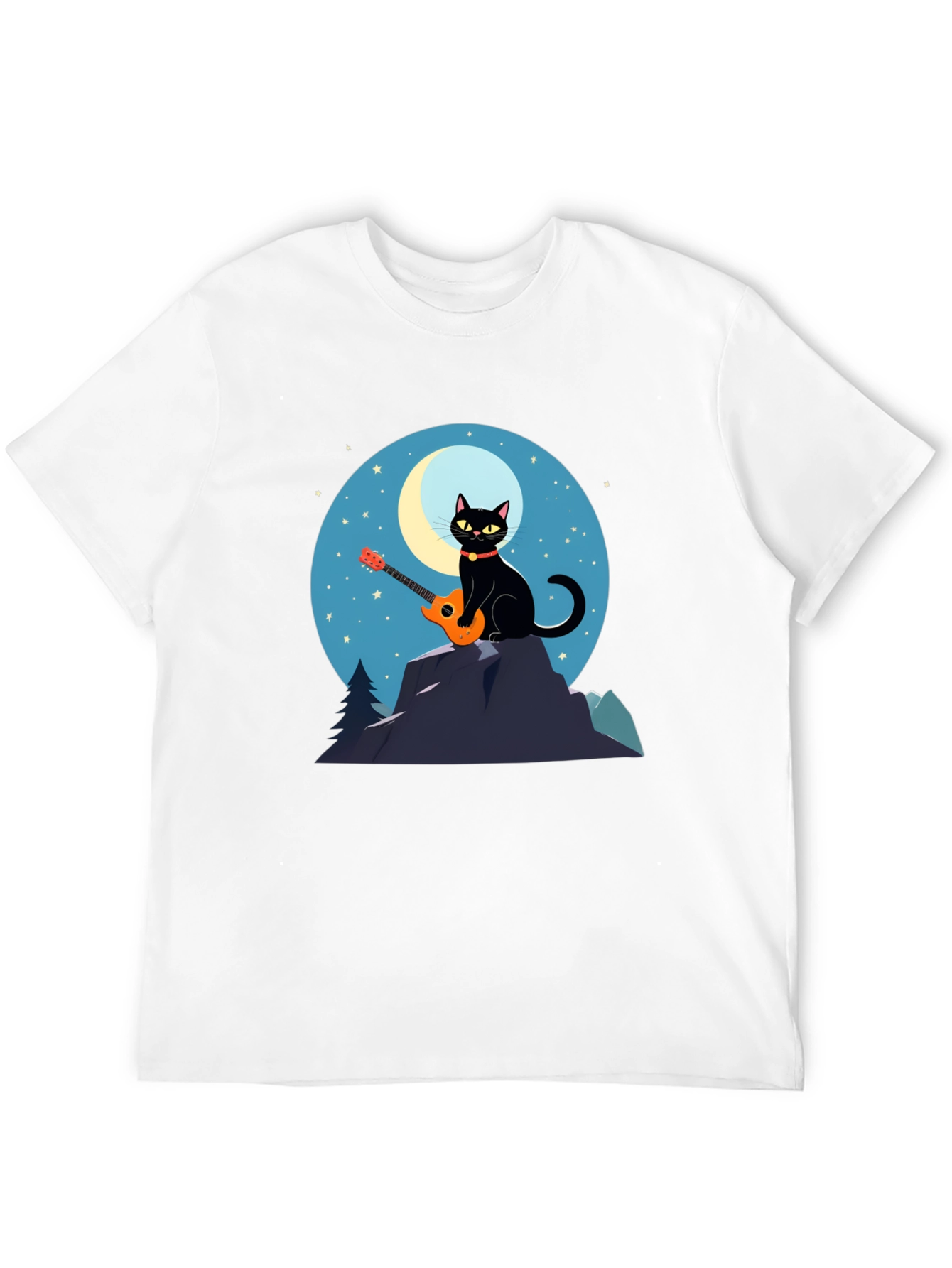 Cat Guitarist T-Shirt - Moonlit Serenade