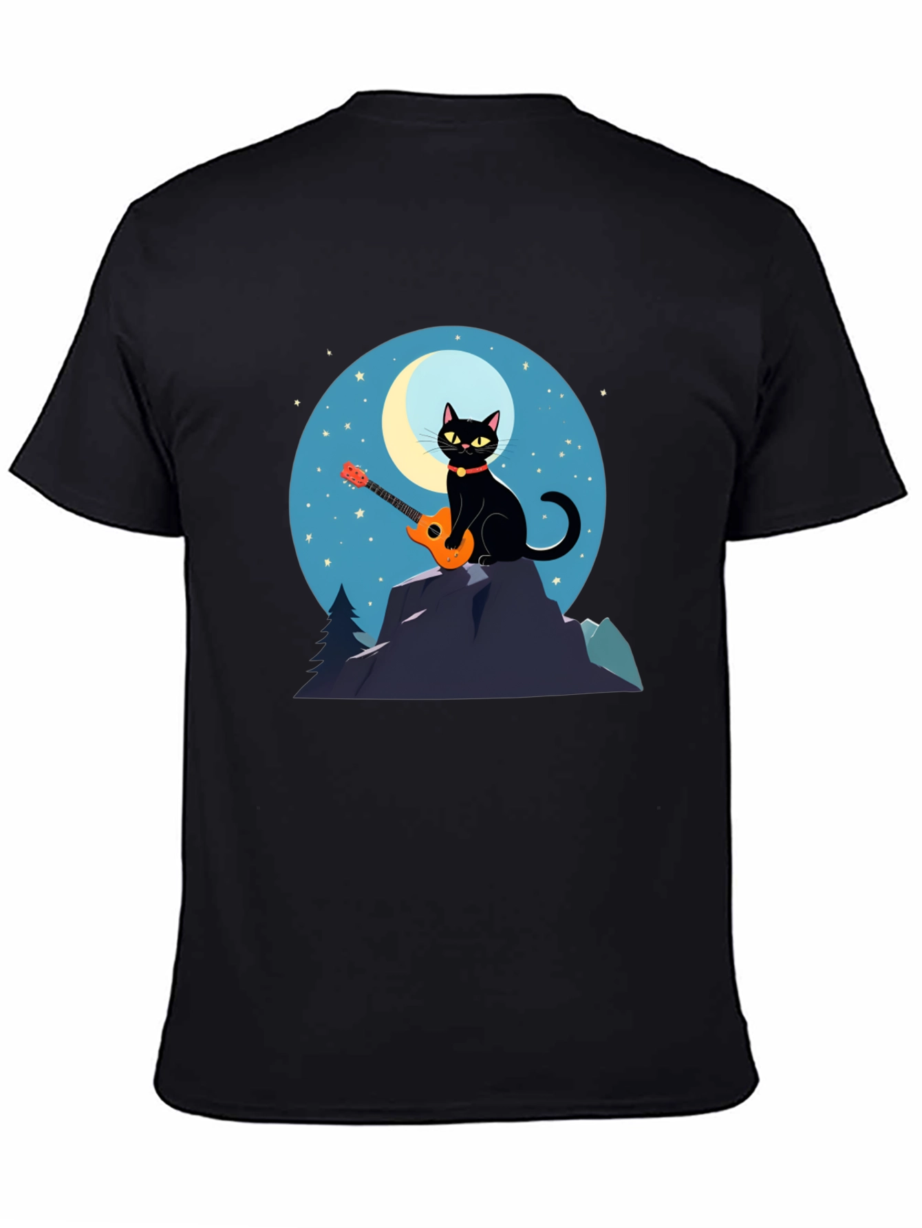 Cat Guitarist T-Shirt - Moonlit Serenade