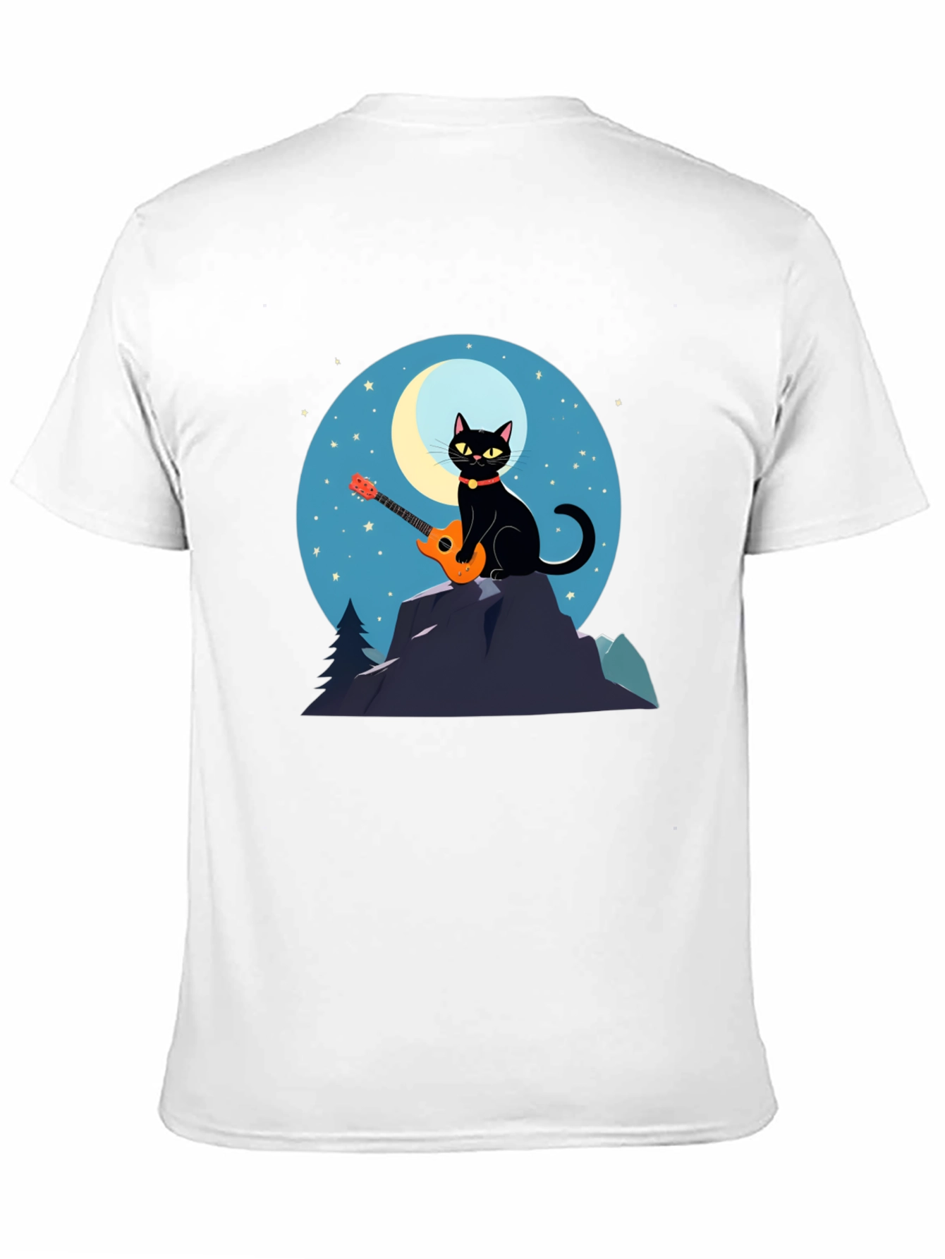 Cat Guitarist T-Shirt - Moonlit Serenade