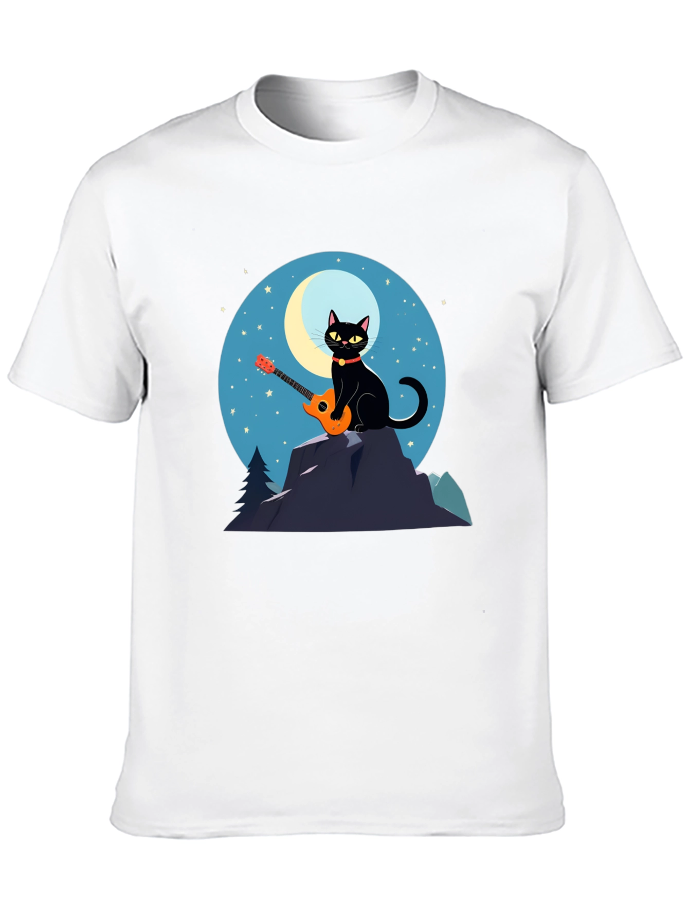 Cat Guitarist T-Shirt - Moonlit Serenade