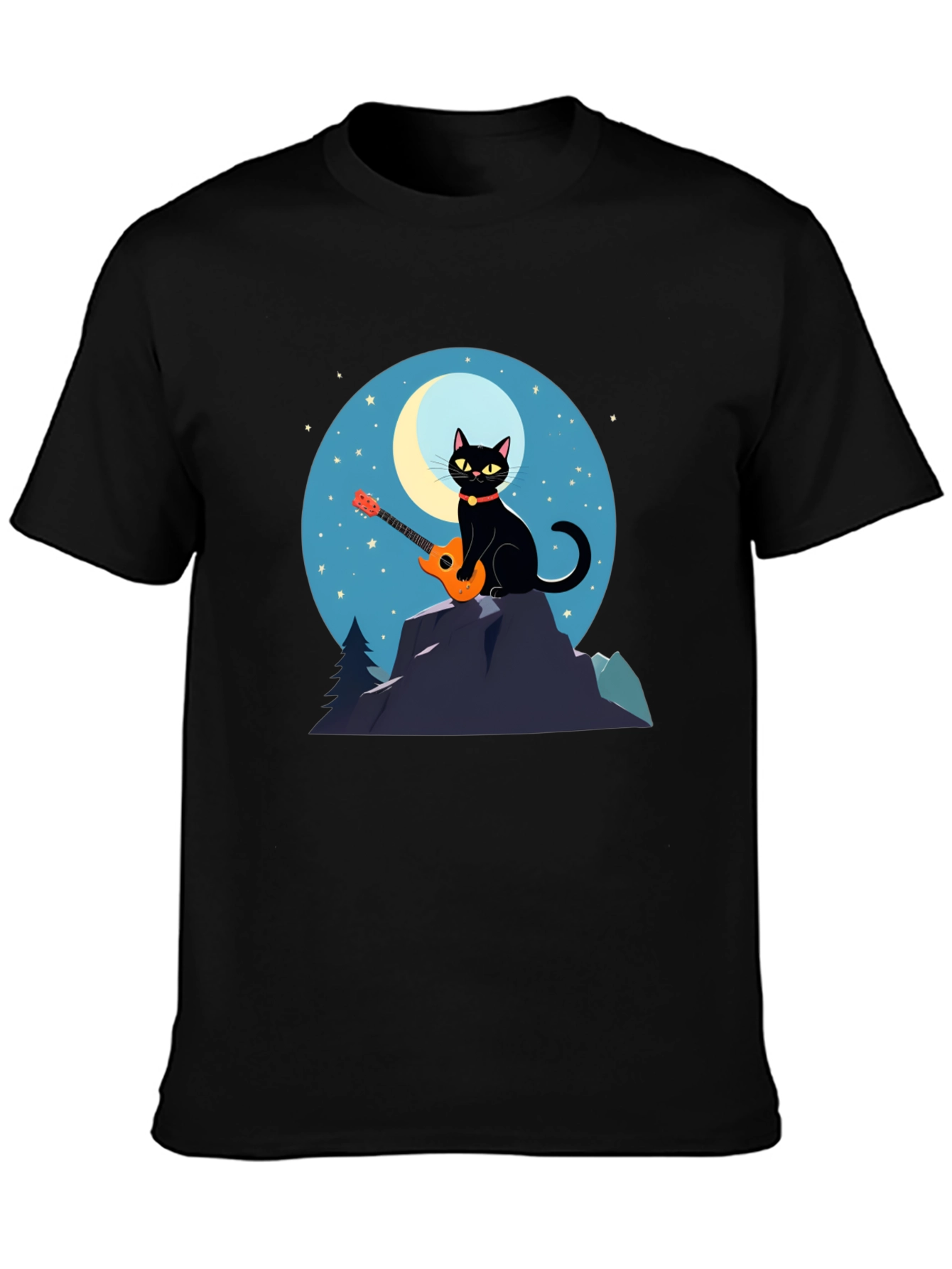 Cat Guitarist T-Shirt - Moonlit Serenade