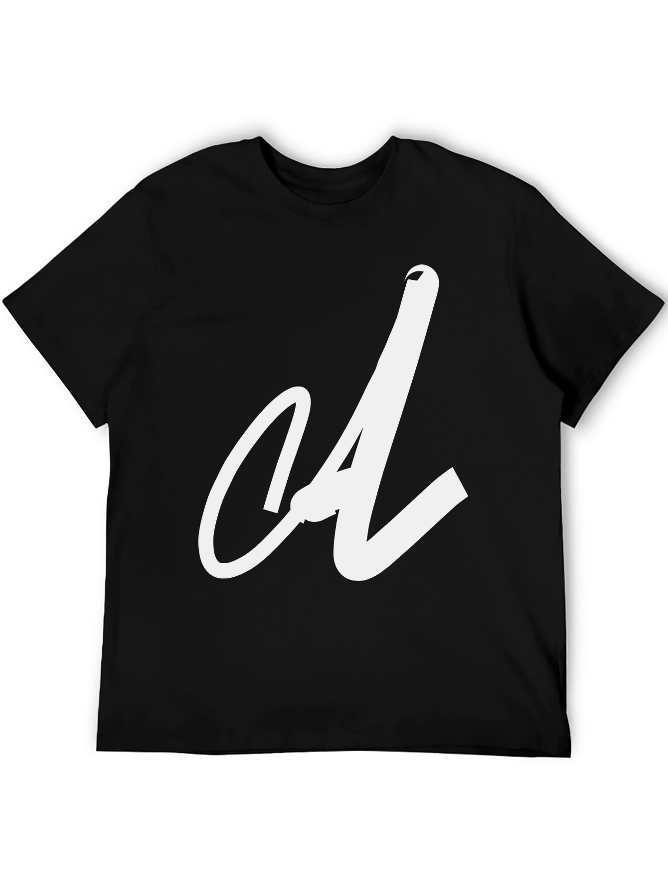 Black T-Shirt with White Letter Graphic