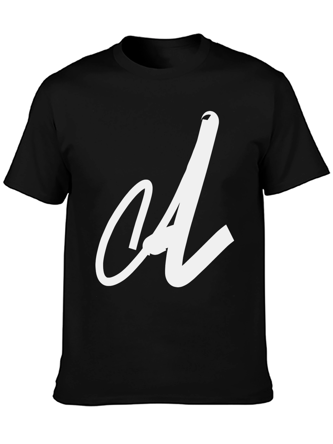 Black T-Shirt with White Letter Graphic