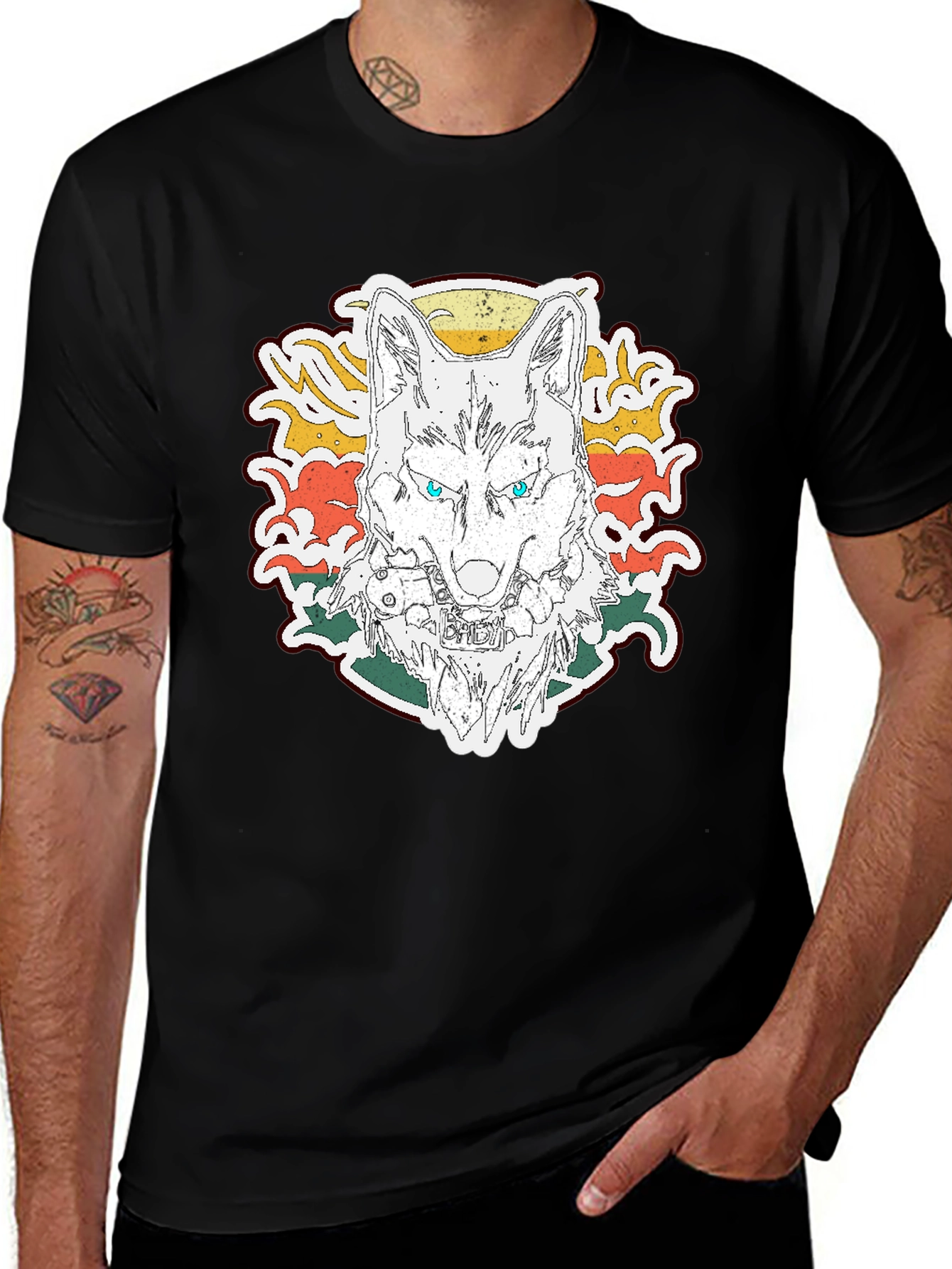 Wolf Graphic Print T-Shirt - Mens