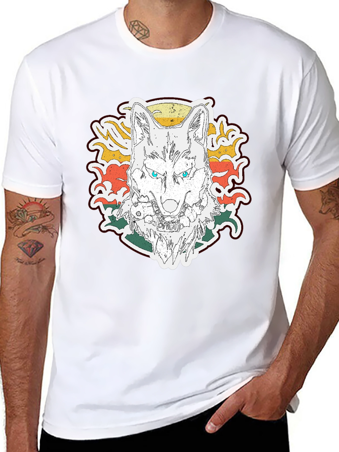Wolf Graphic Print T-Shirt - Mens