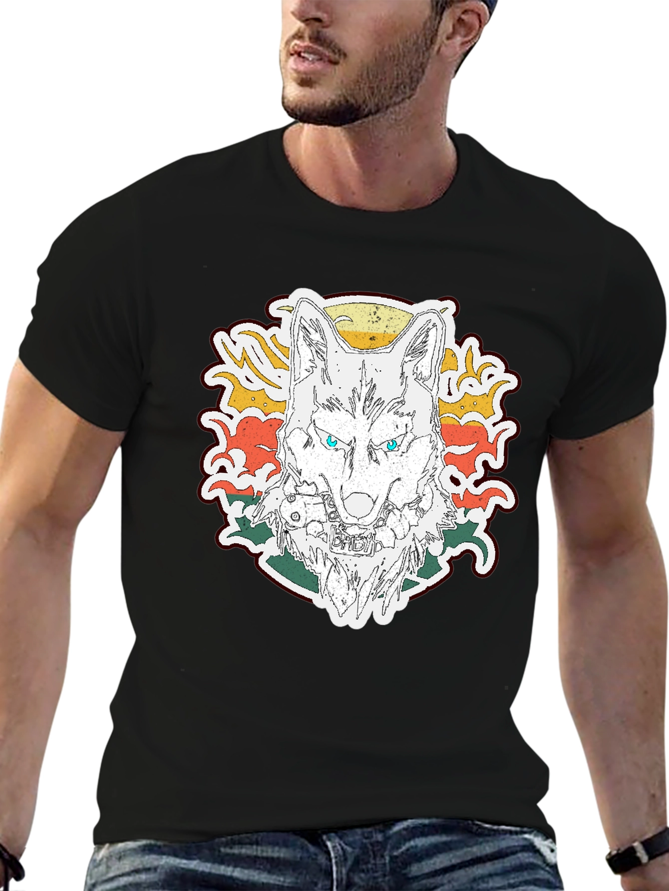 Wolf Graphic Print T-Shirt - Mens
