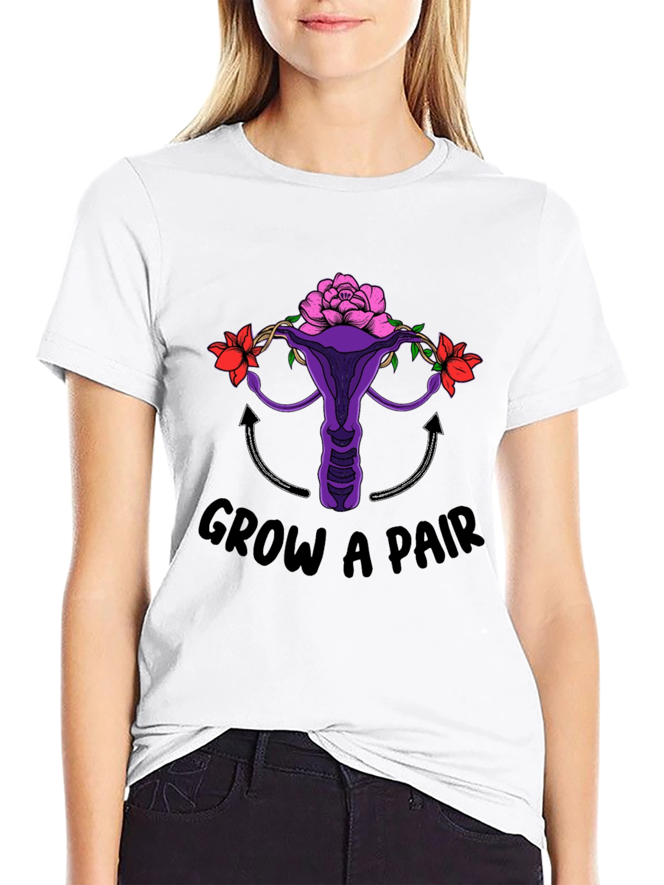 Grow A Pair Uterus & Flowers T-Shirt