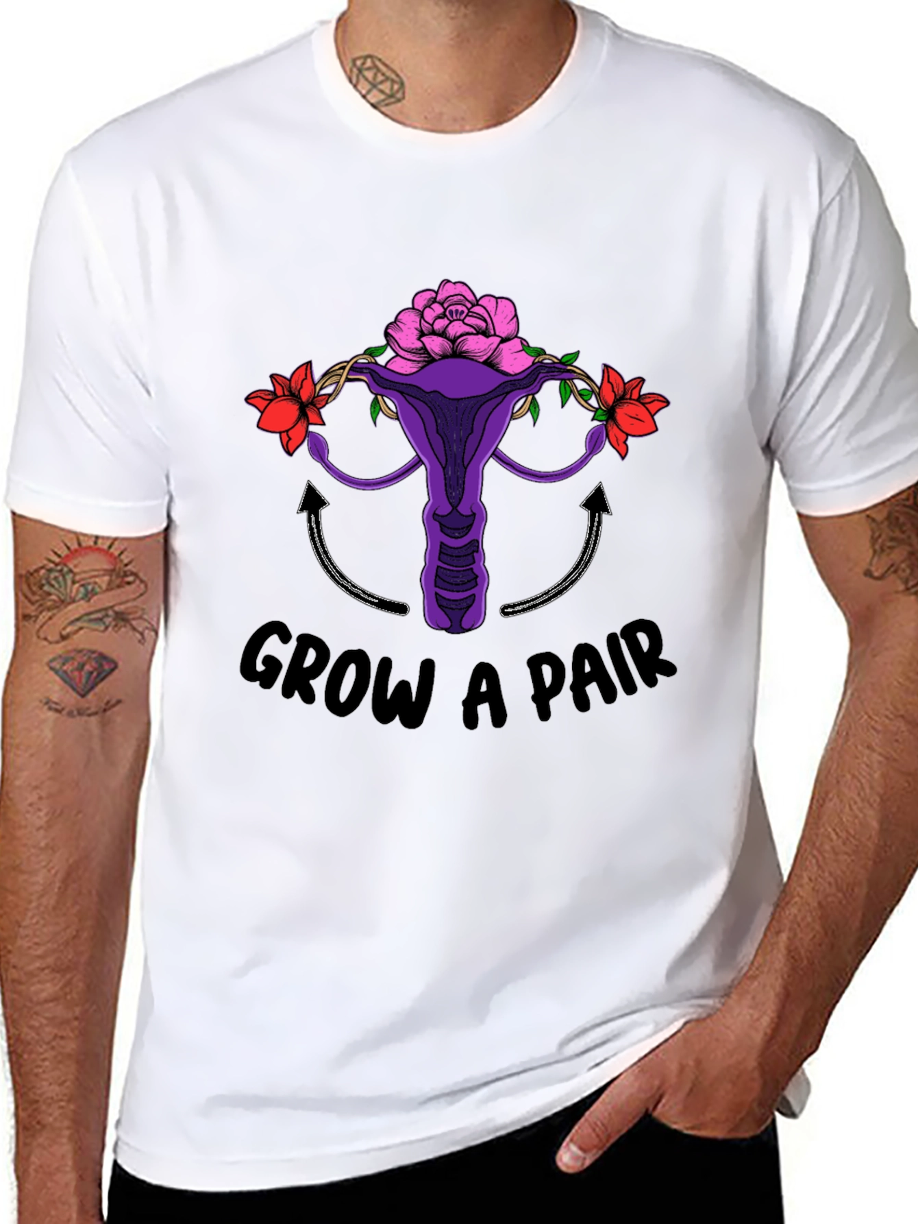 Grow A Pair Uterus & Flowers T-Shirt