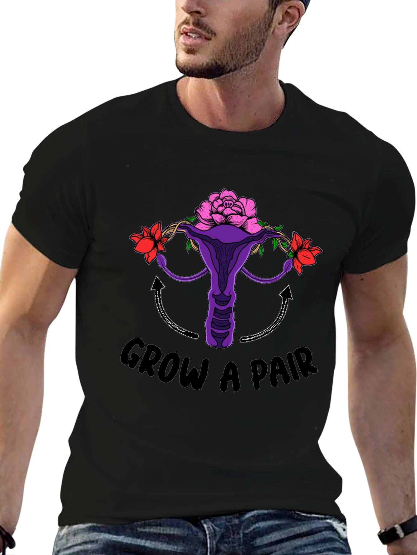Grow A Pair Uterus & Flowers T-Shirt