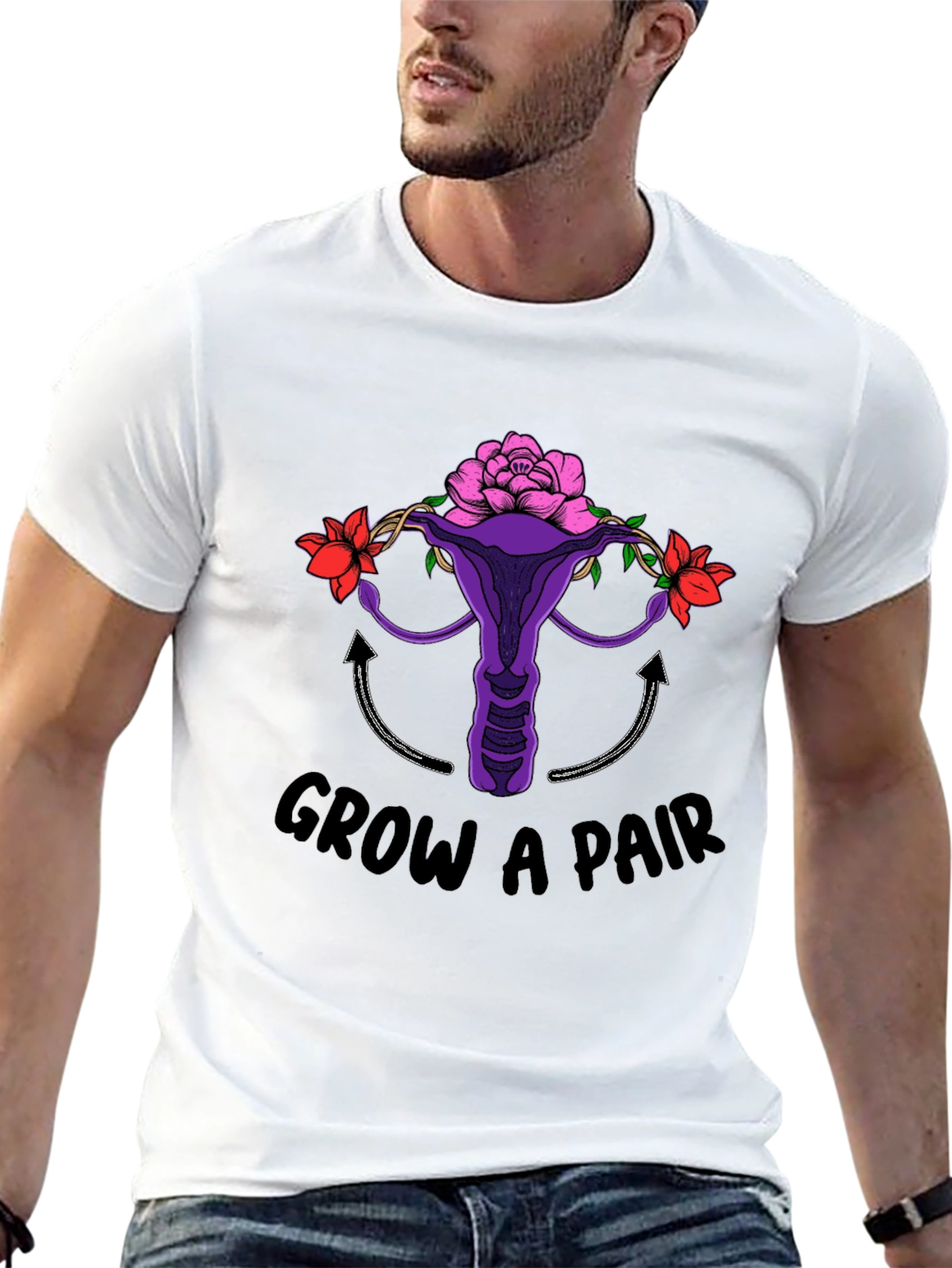 Grow A Pair Uterus & Flowers T-Shirt