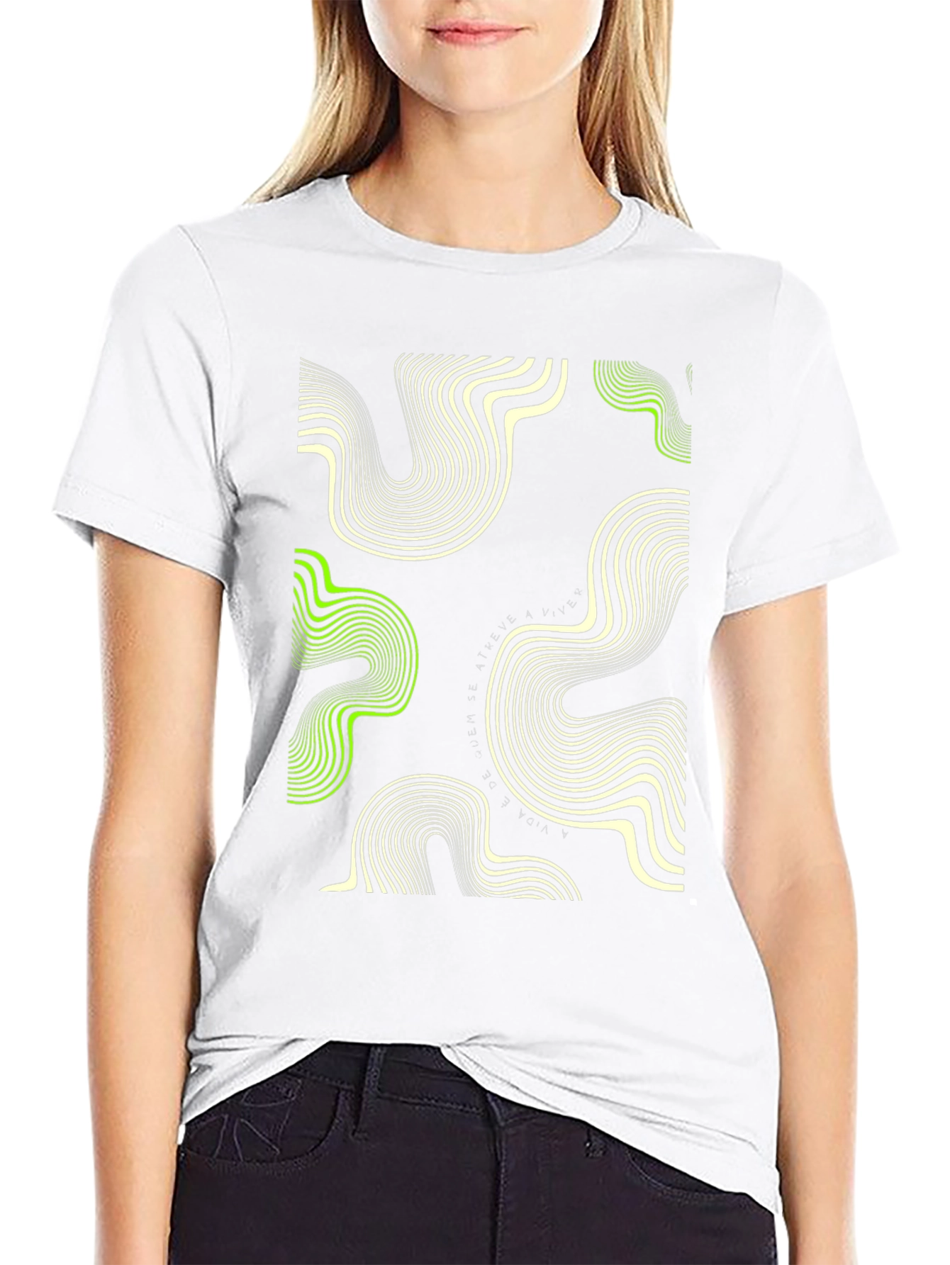 Abstract Wave Pattern Black T-Shirt