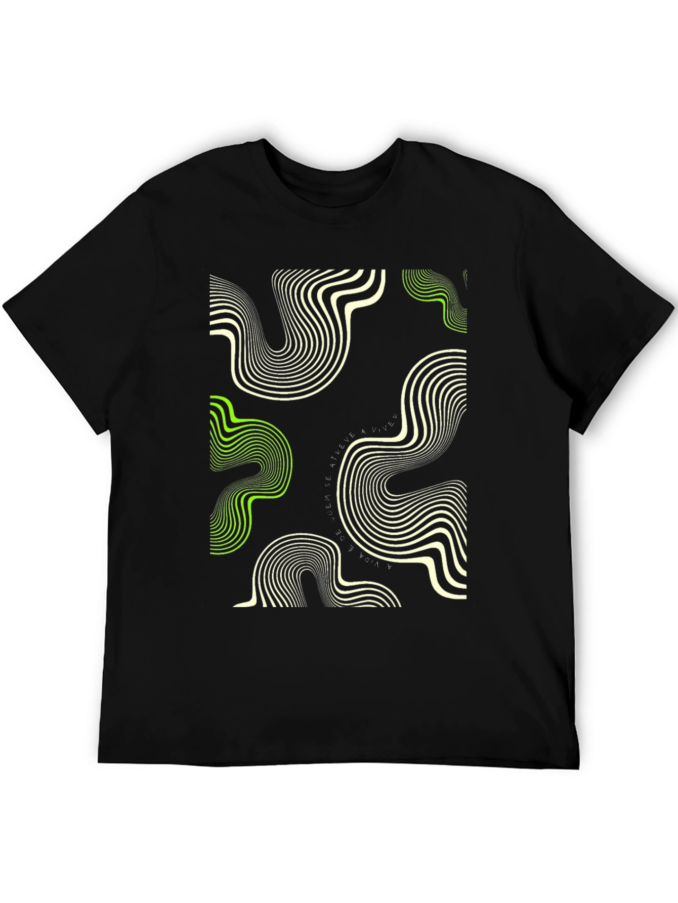 Abstract Wave Pattern Black T-Shirt