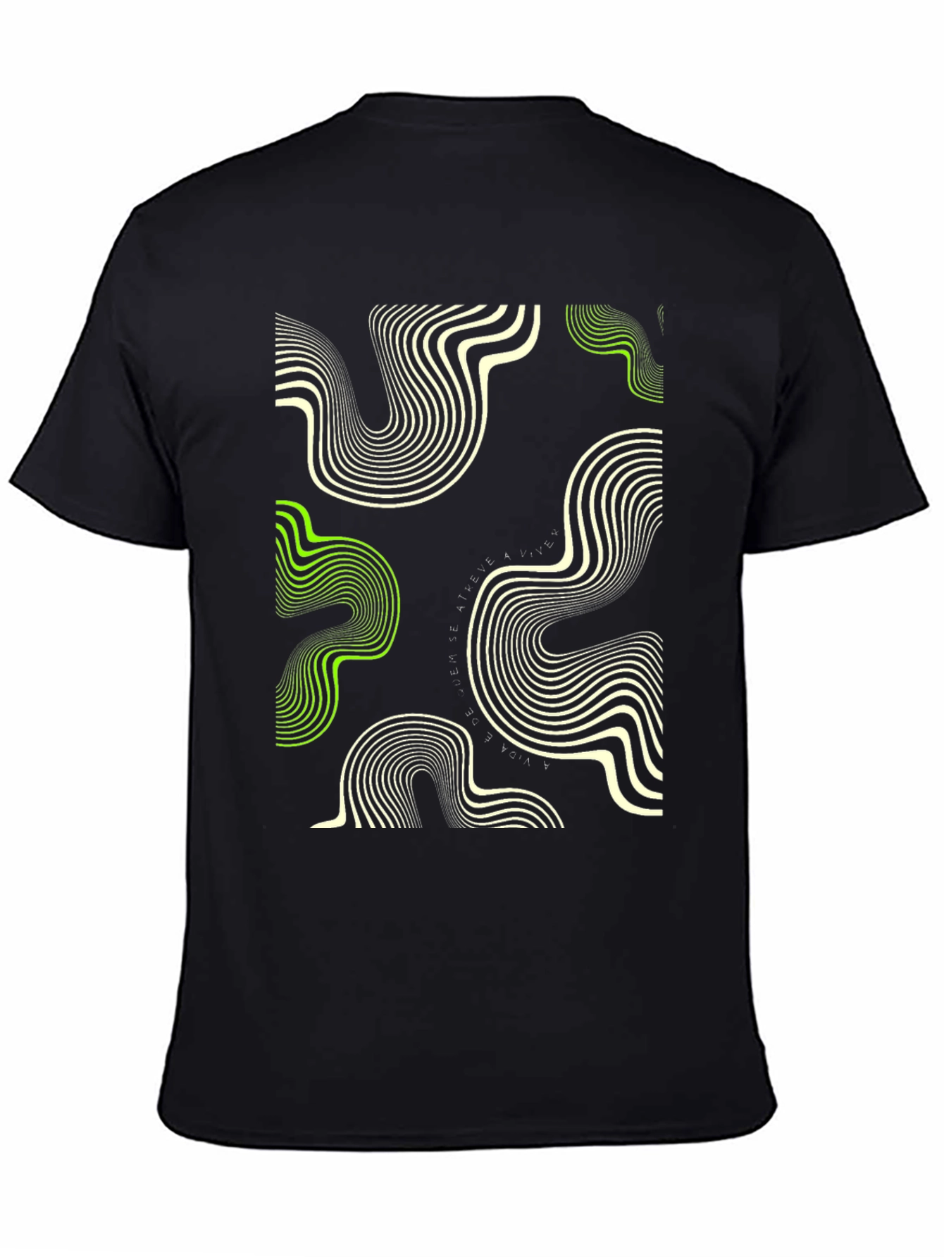 Abstract Wave Pattern Black T-Shirt