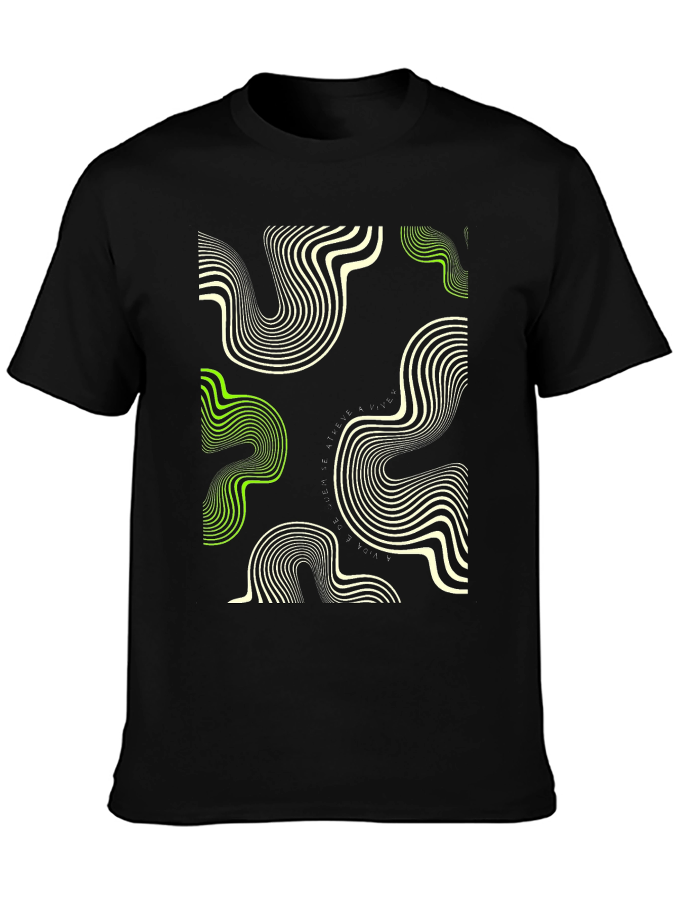 Abstract Wave Pattern Black T-Shirt
