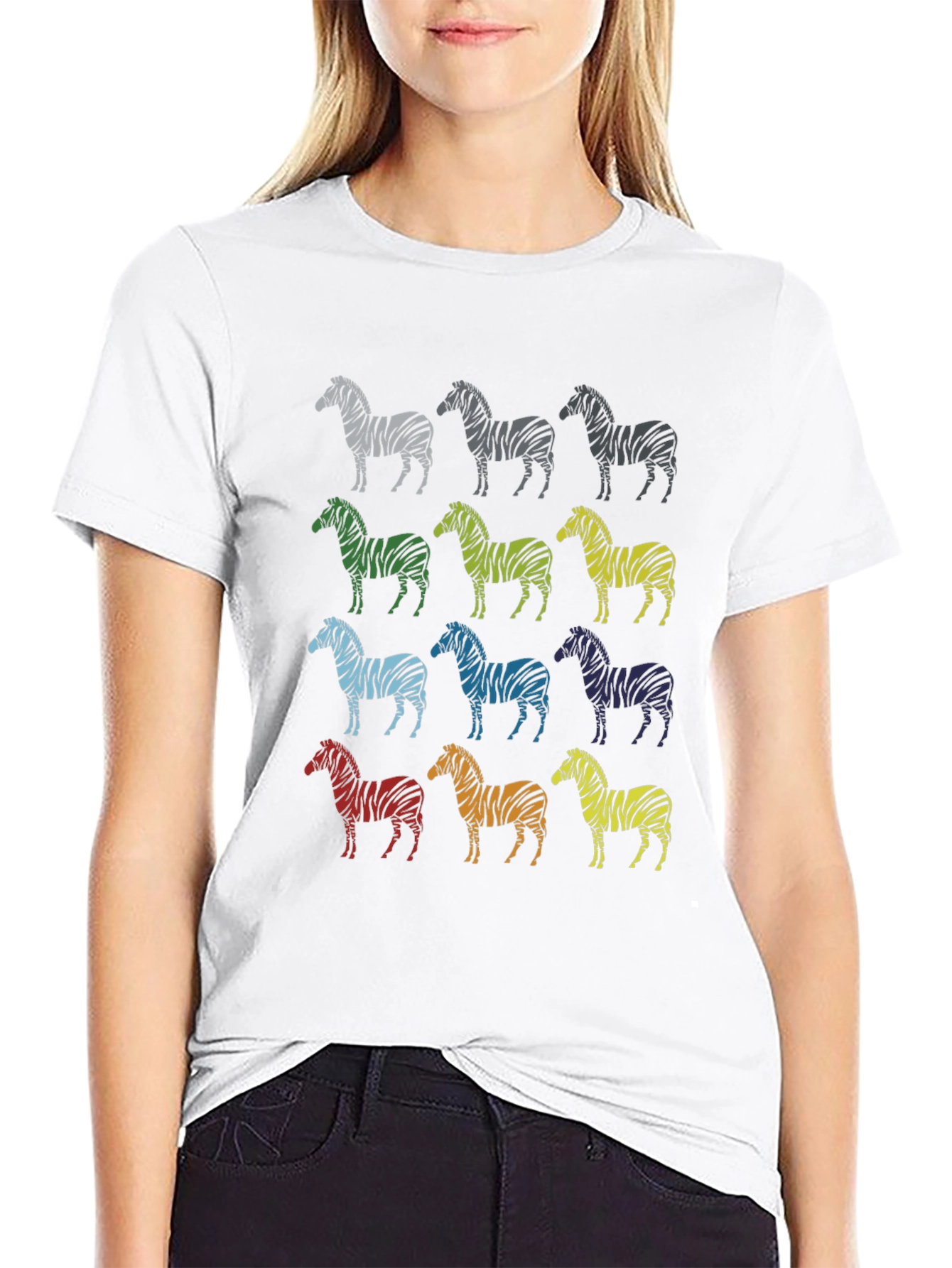 Zebra Print Crew Neck T-Shirt