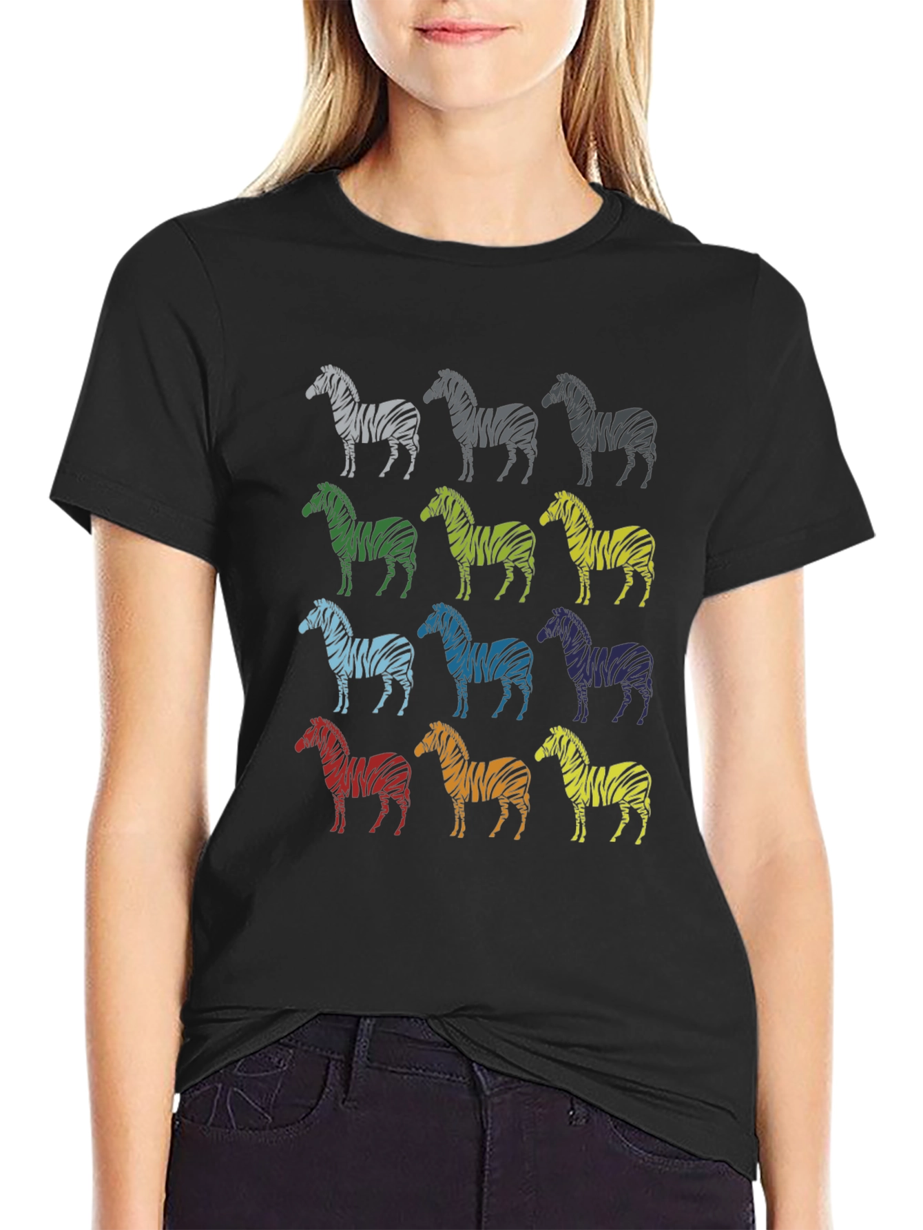 Zebra Print Crew Neck T-Shirt