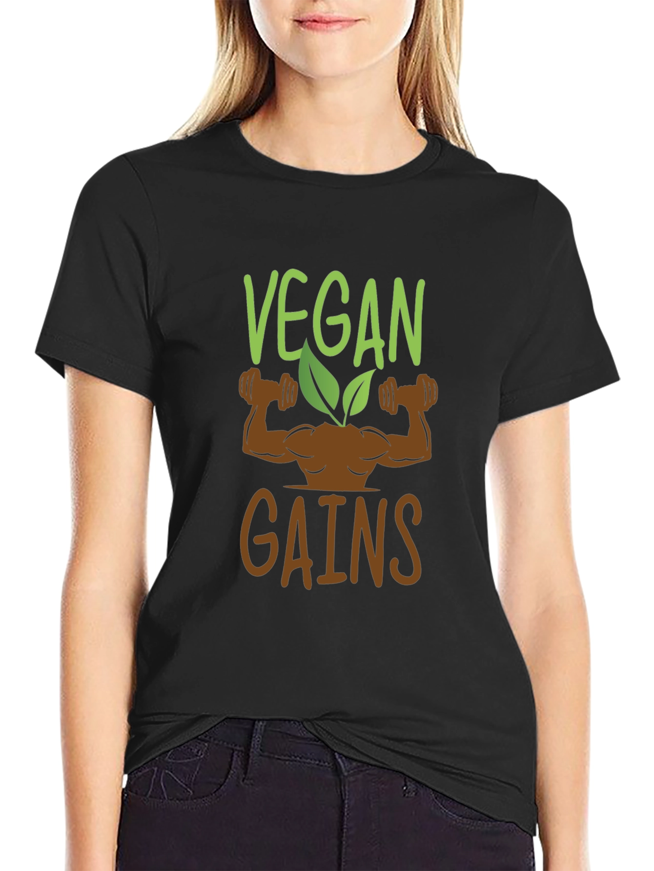 Vegan Gains Graphic T-Shirt - Black