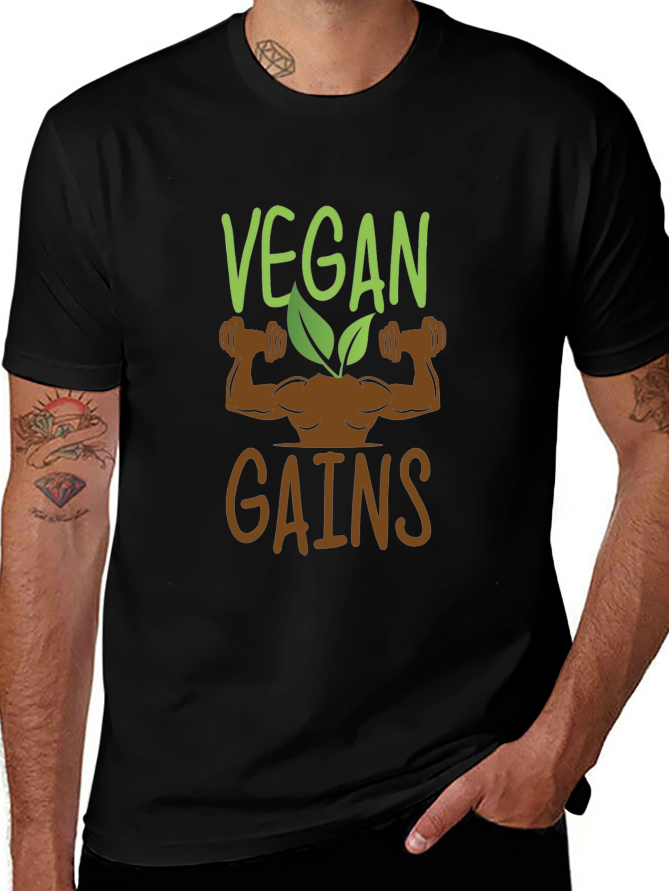 Vegan Gains Graphic T-Shirt - Black