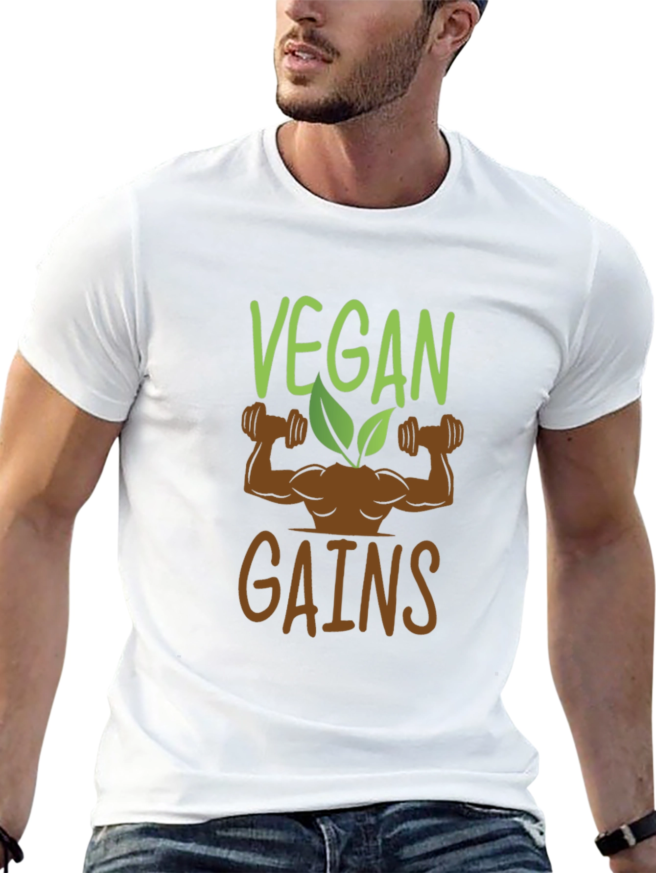 Vegan Gains Graphic T-Shirt - Black