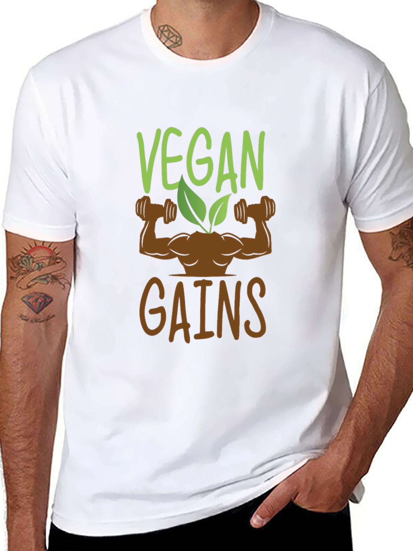 Vegan Gains Graphic T-Shirt - Black